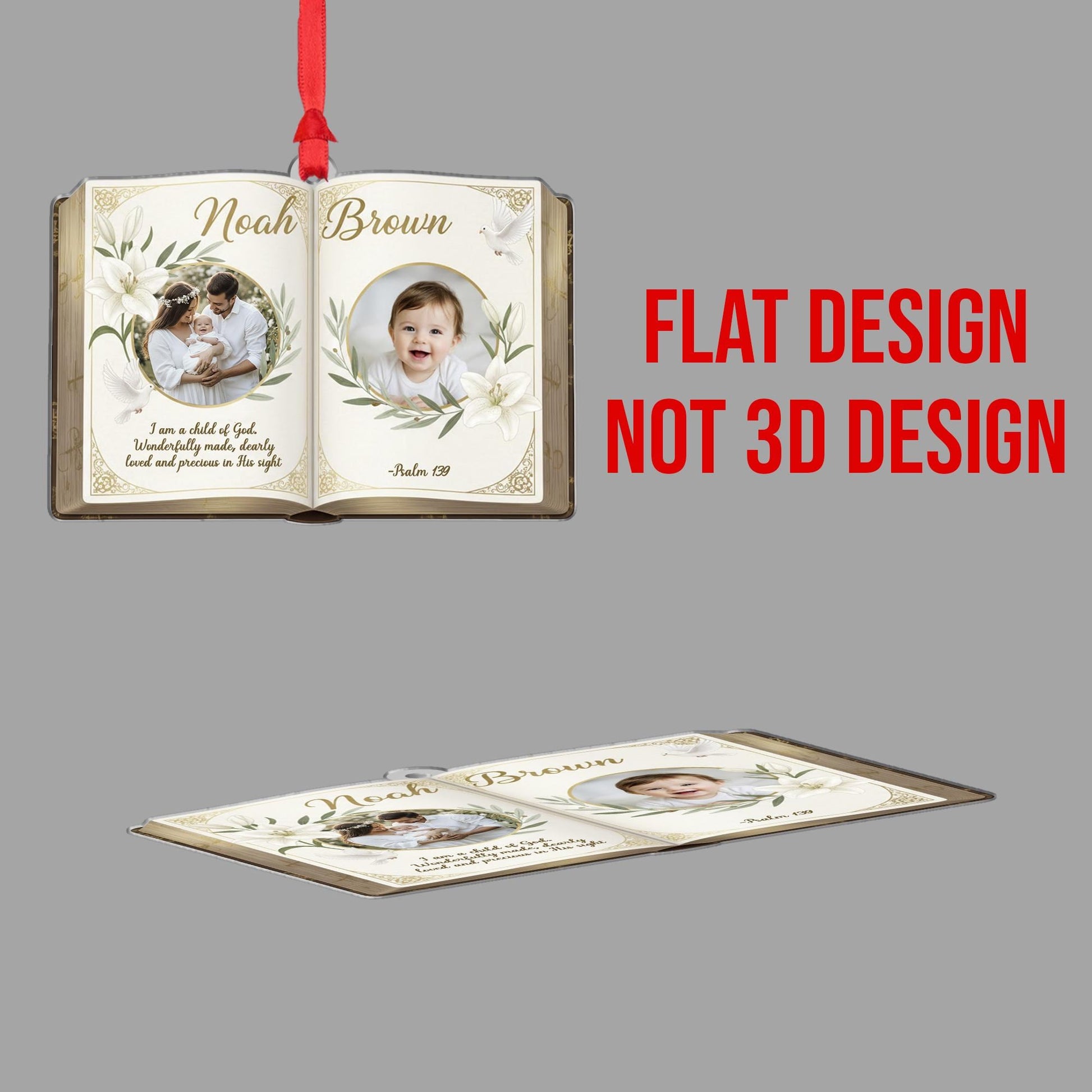 Personalized Baby Photo Ornament - Custom Bible Verse Baptism Keepsake image 3