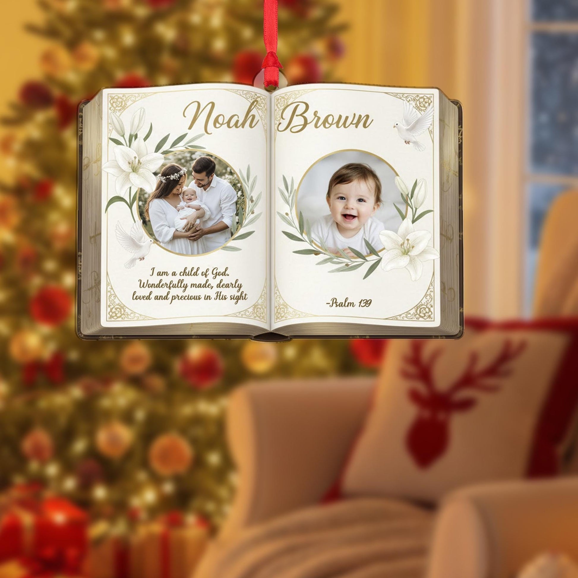 Personalized Baby Photo Ornament - Custom Bible Verse Baptism Keepsake image 7