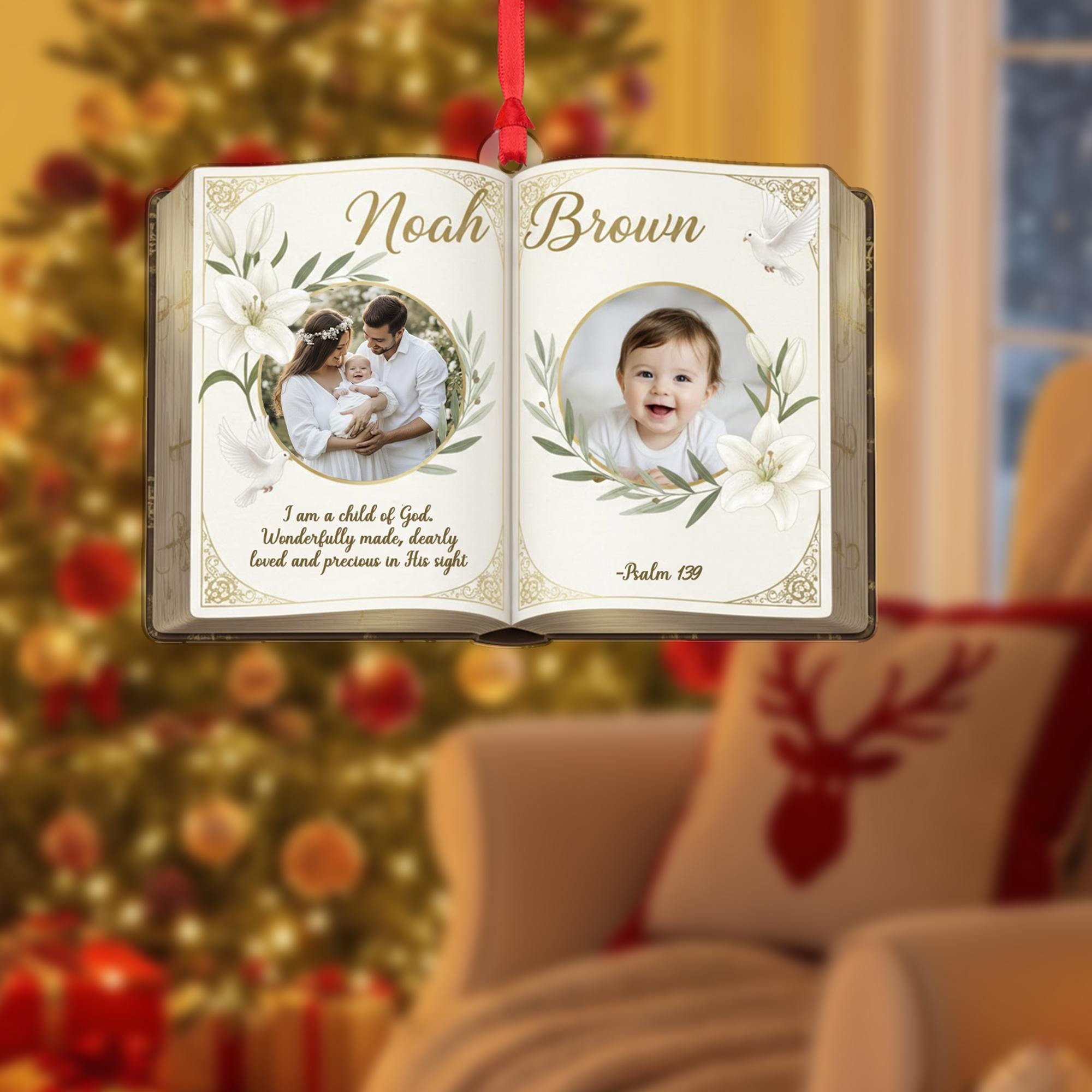 Personalized Baby Photo Ornament - Custom Bible Verse Baptism Keepsake image 7