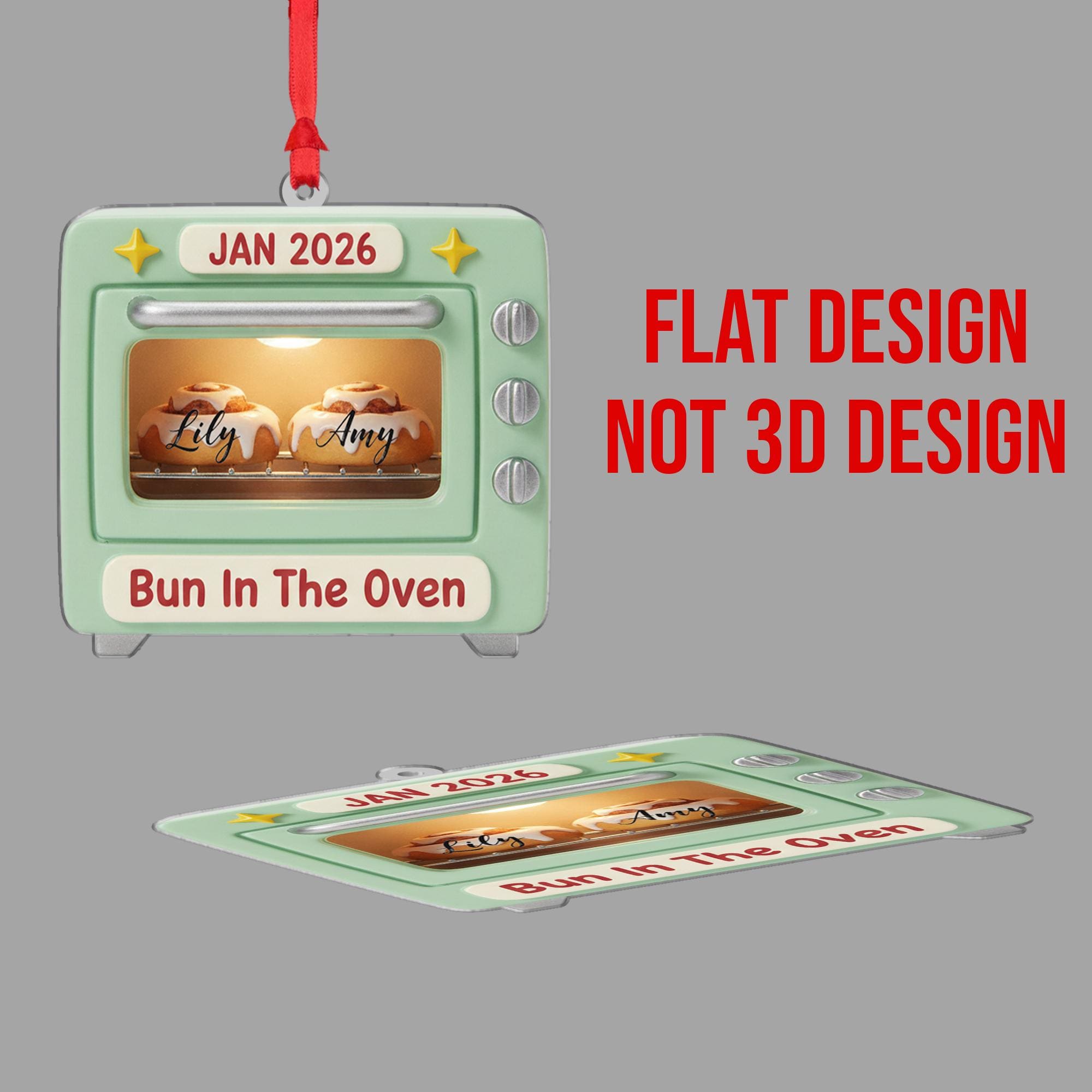 Personalized Pregnancy Ornament – Bun in the Oven Design, Baby Announcement, Due Date Keepsake image 5