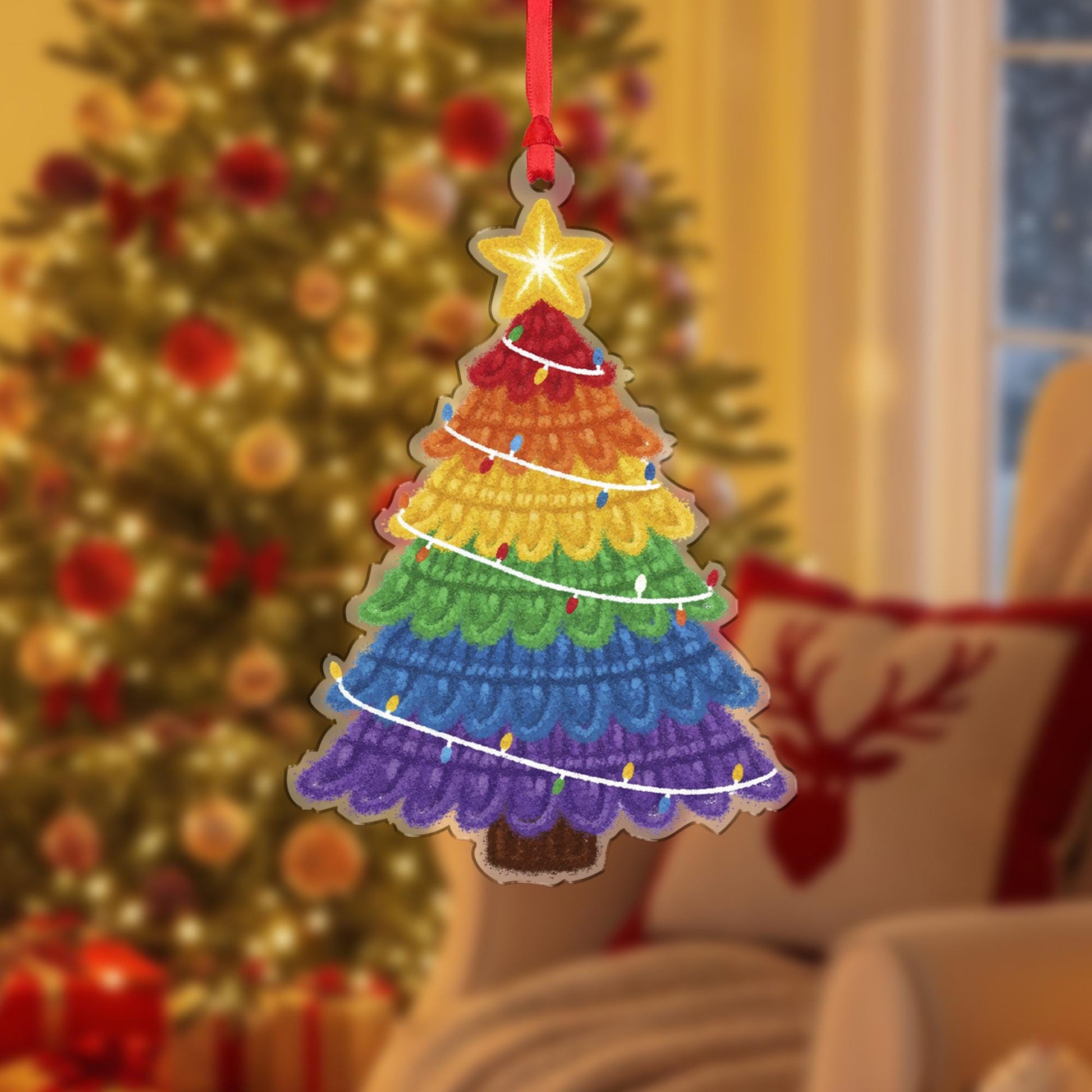 Acrylic Christmas Ornament – Rainbow Tree Design, Colorful Holiday Decor, Festive Hanging Decoration image 7