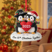 Personalized Acrylic Ornament – Penguin Couple Design, Custom Name Decoration, Holiday Keepsake 2025 image 1