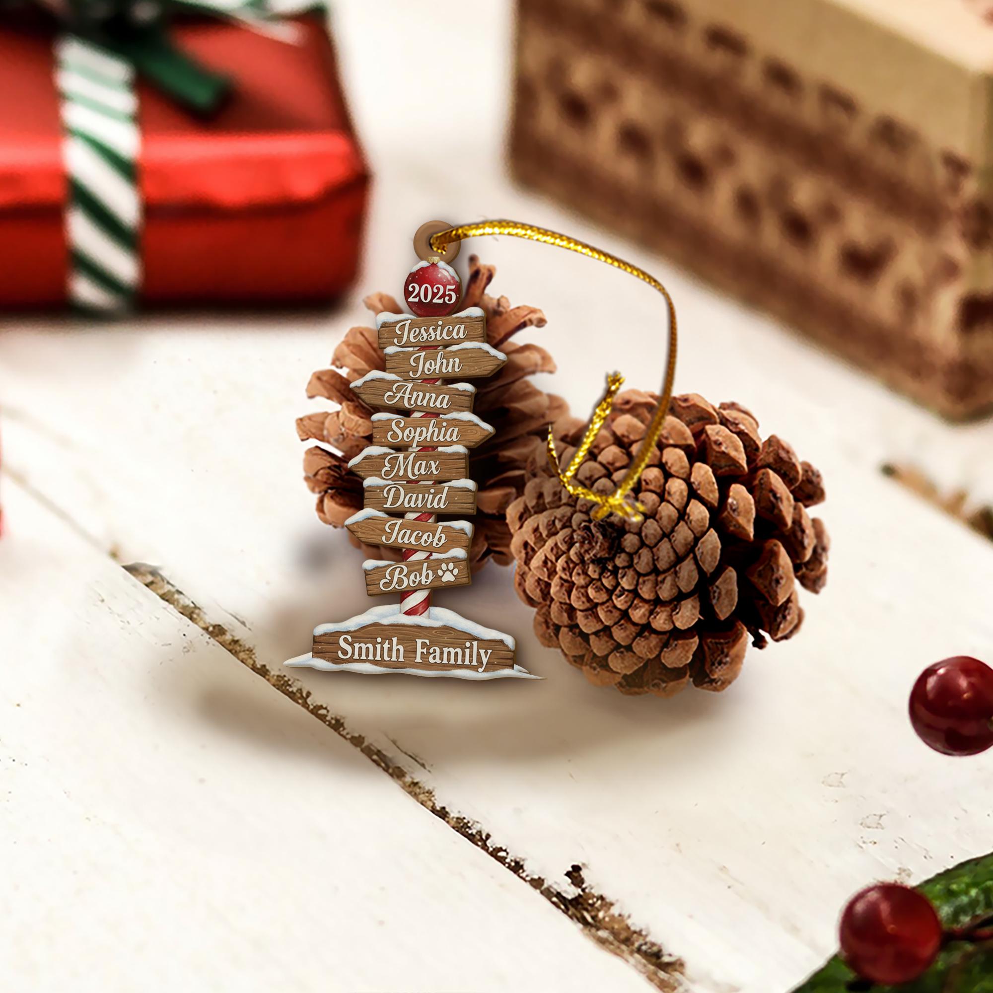 Personalized Wood Ornament – Family Name Signpost Design, Custom Names Decoration, Rustic Holiday Keepsake 2025 image 7