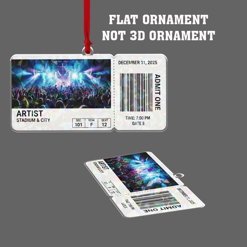 Personalized Concert Ticket Ornament – Custom Photo, Artist & Date, Music Lover Gift, Concert Keepsake image 5