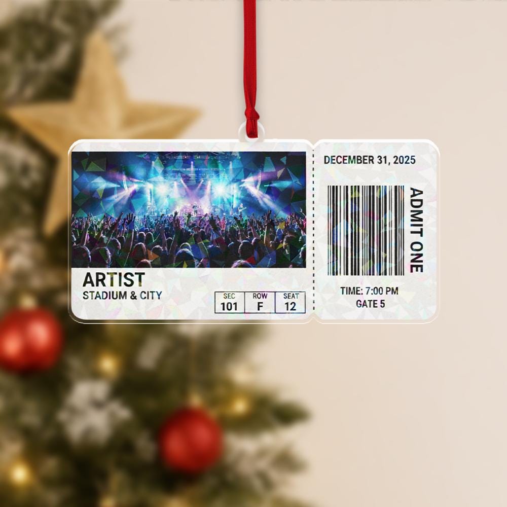 Personalized Concert Ticket Ornament – Custom Photo, Artist & Date, Music Lover Gift, Concert Keepsake image 2