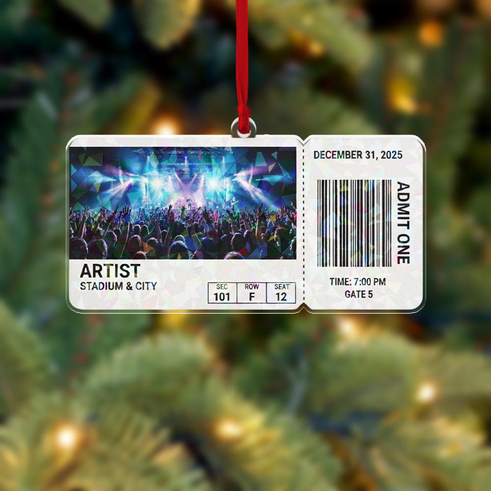 Personalized Concert Ticket Ornament – Custom Photo, Artist & Date, Music Lover Gift, Concert Keepsake image 4