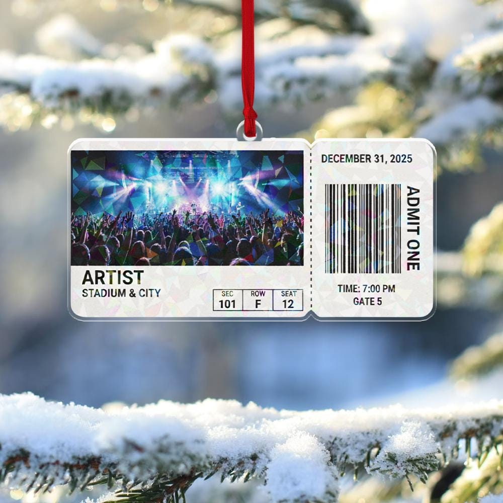 Personalized Concert Ticket Ornament – Custom Photo, Artist & Date, Music Lover Gift, Concert Keepsake image 3