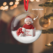 Personalized Baby’s First Christmas Ornament – Custom Photo Bauble, Newborn Keepsake Gift for Parents image 1