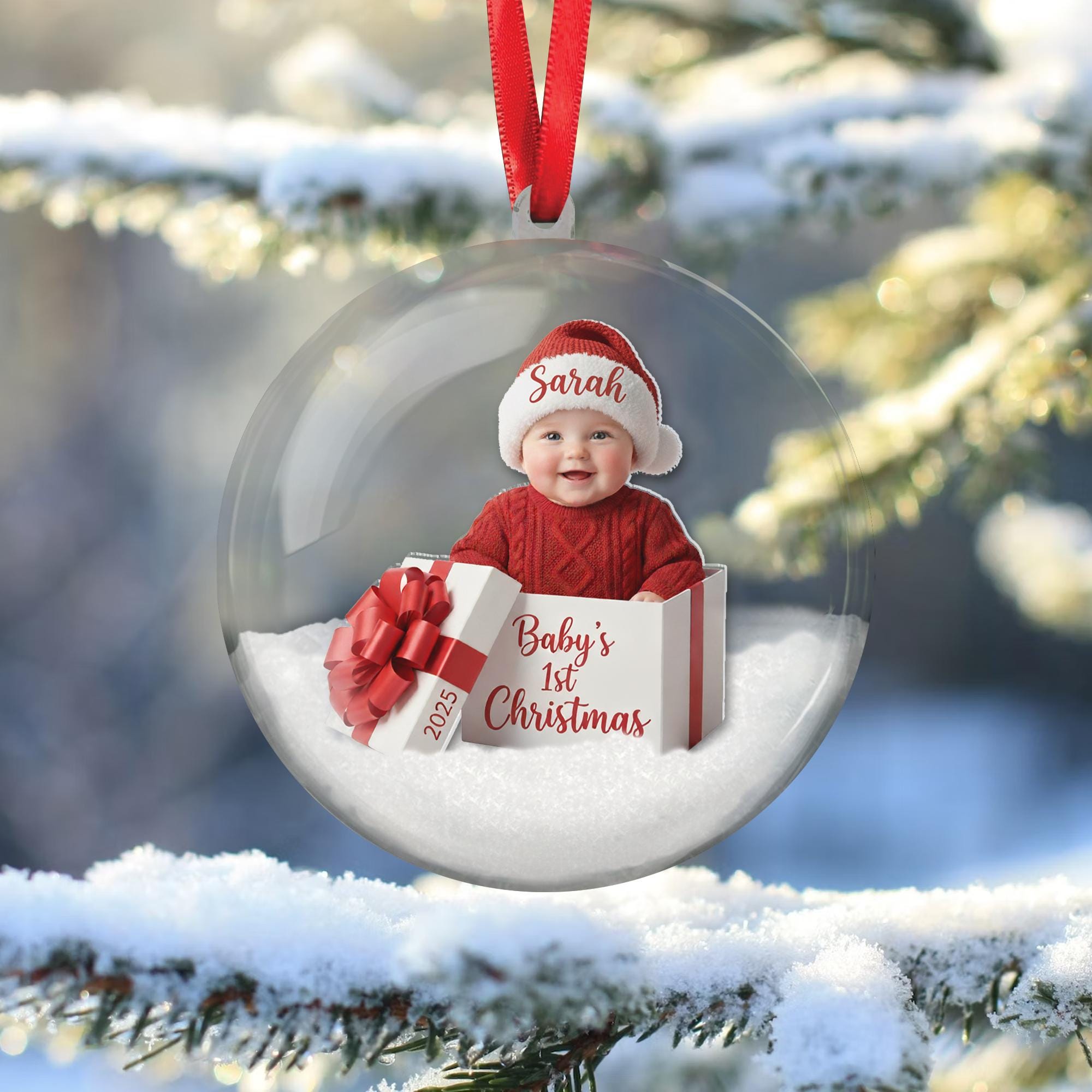 Personalized Baby’s First Christmas Ornament – Custom Photo Bauble, Newborn Keepsake Gift for Parents image 3
