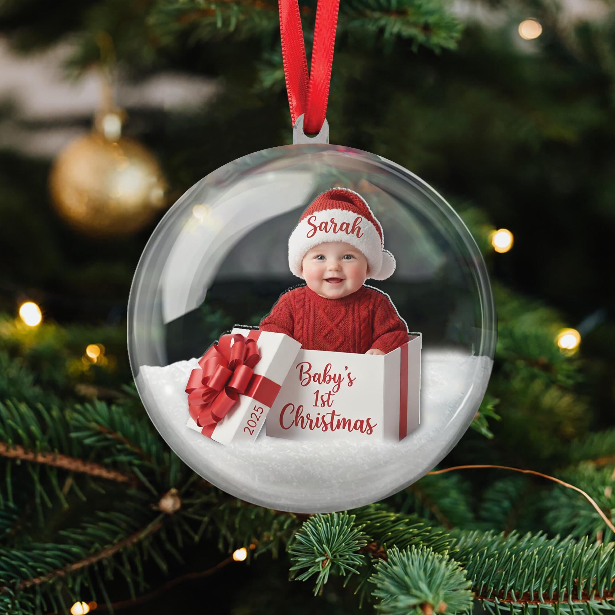 Personalized Baby’s First Christmas Ornament – Custom Photo Bauble, Newborn Keepsake Gift for Parents image 2