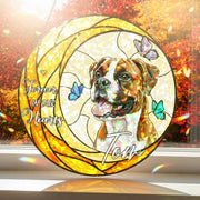 Personalized Acrylic Dog Memorial Suncatcher: Sympathy Keepsake with Boxer Portrait, Hologram Window Hanging image 1