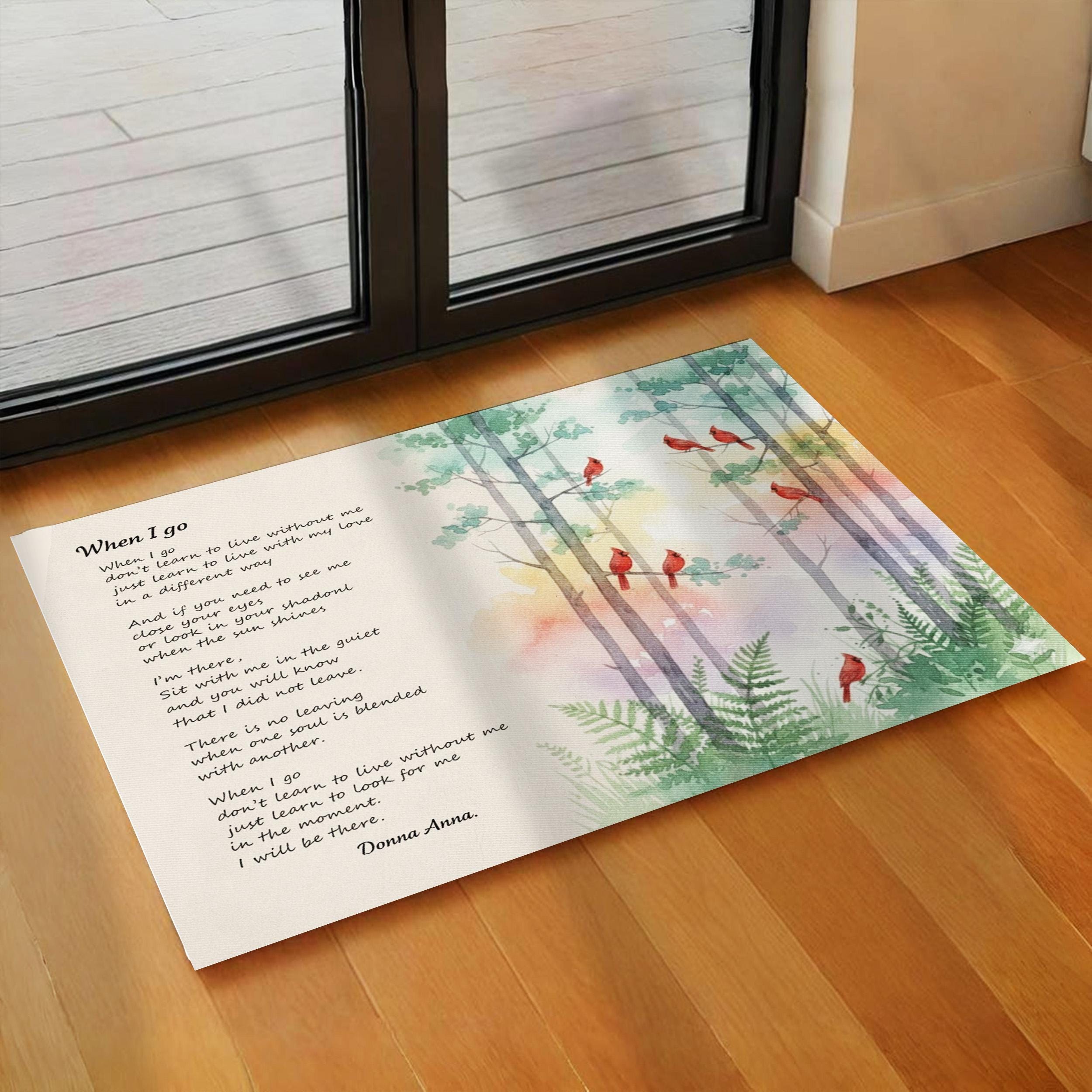Cardinal Forest Memorial Doormat: Sympathy Gift with Poem image 1