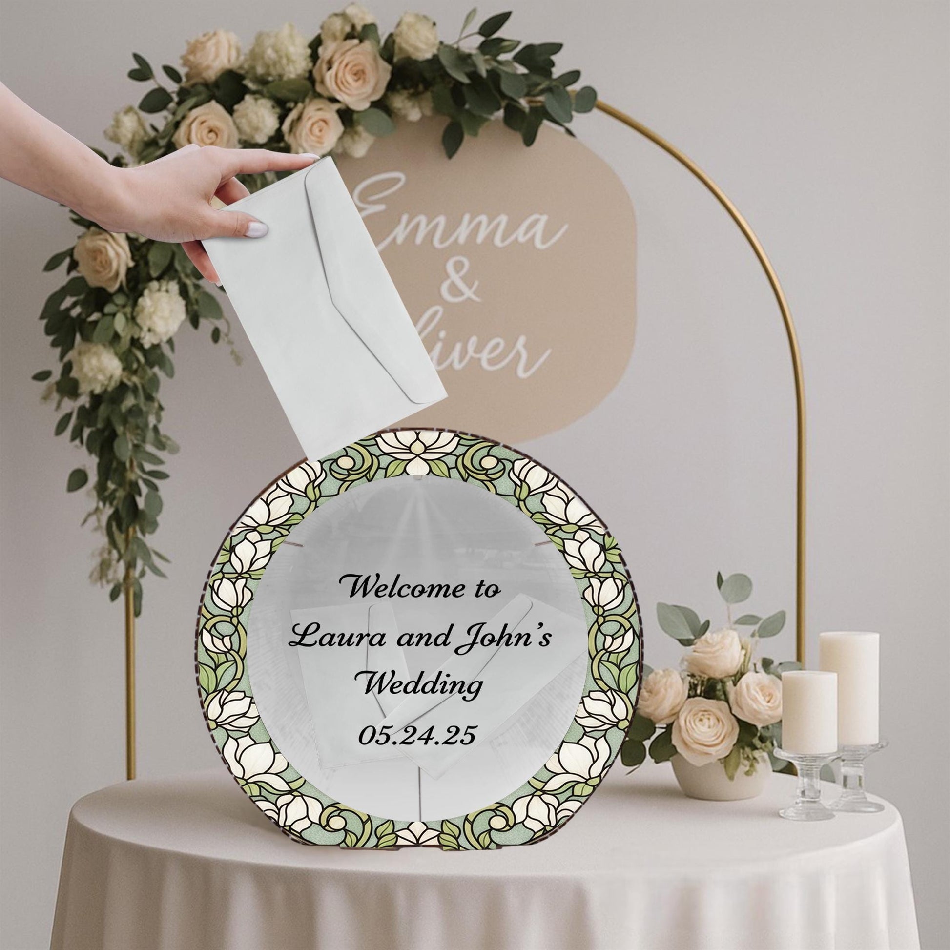 Custom Wedding Card Box: Personalized Name Date Reception Decor image 1