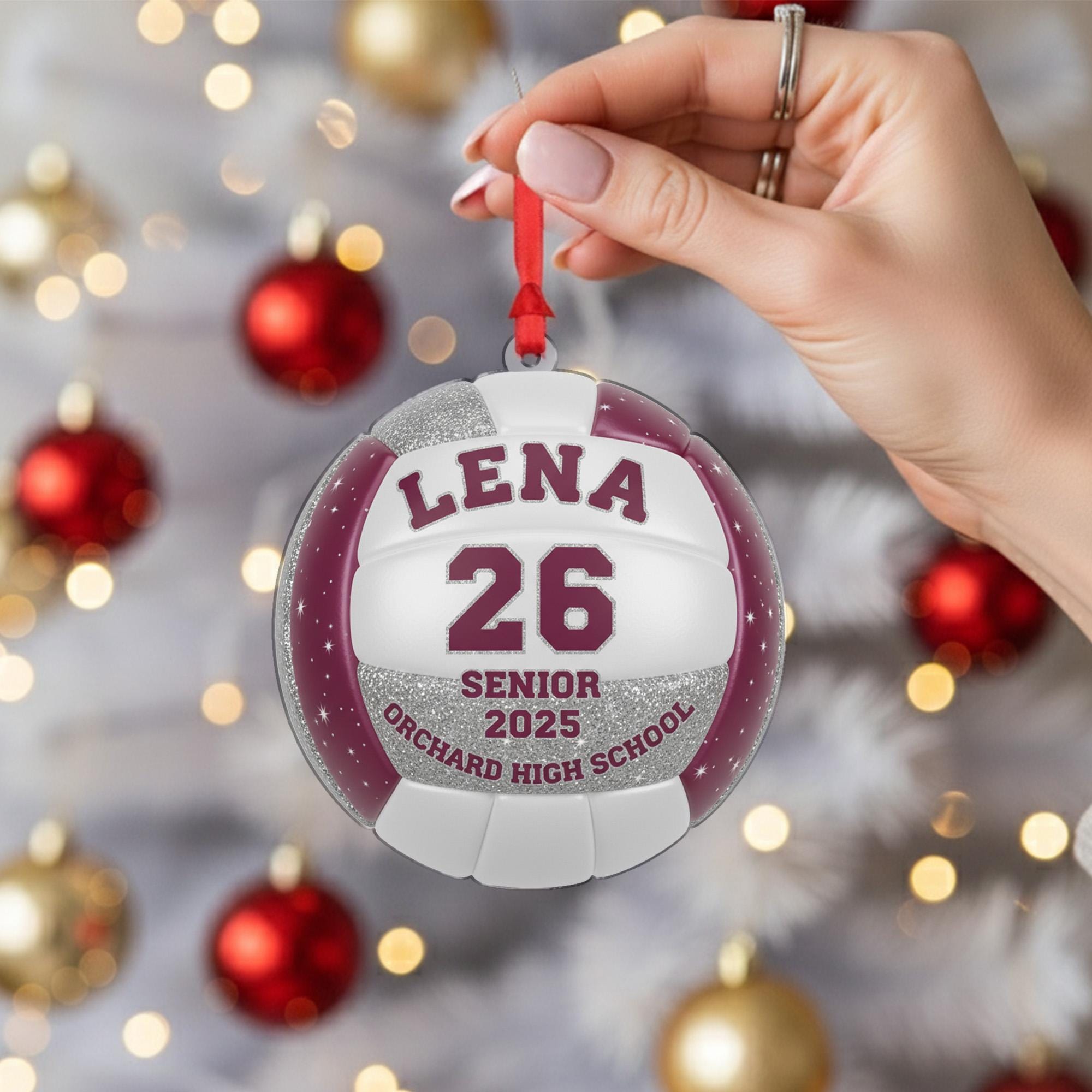 Personalized Acrylic Volleyball Ornament: Senior 2025 Team Keepsake with Custom Name, Number, and School image 6