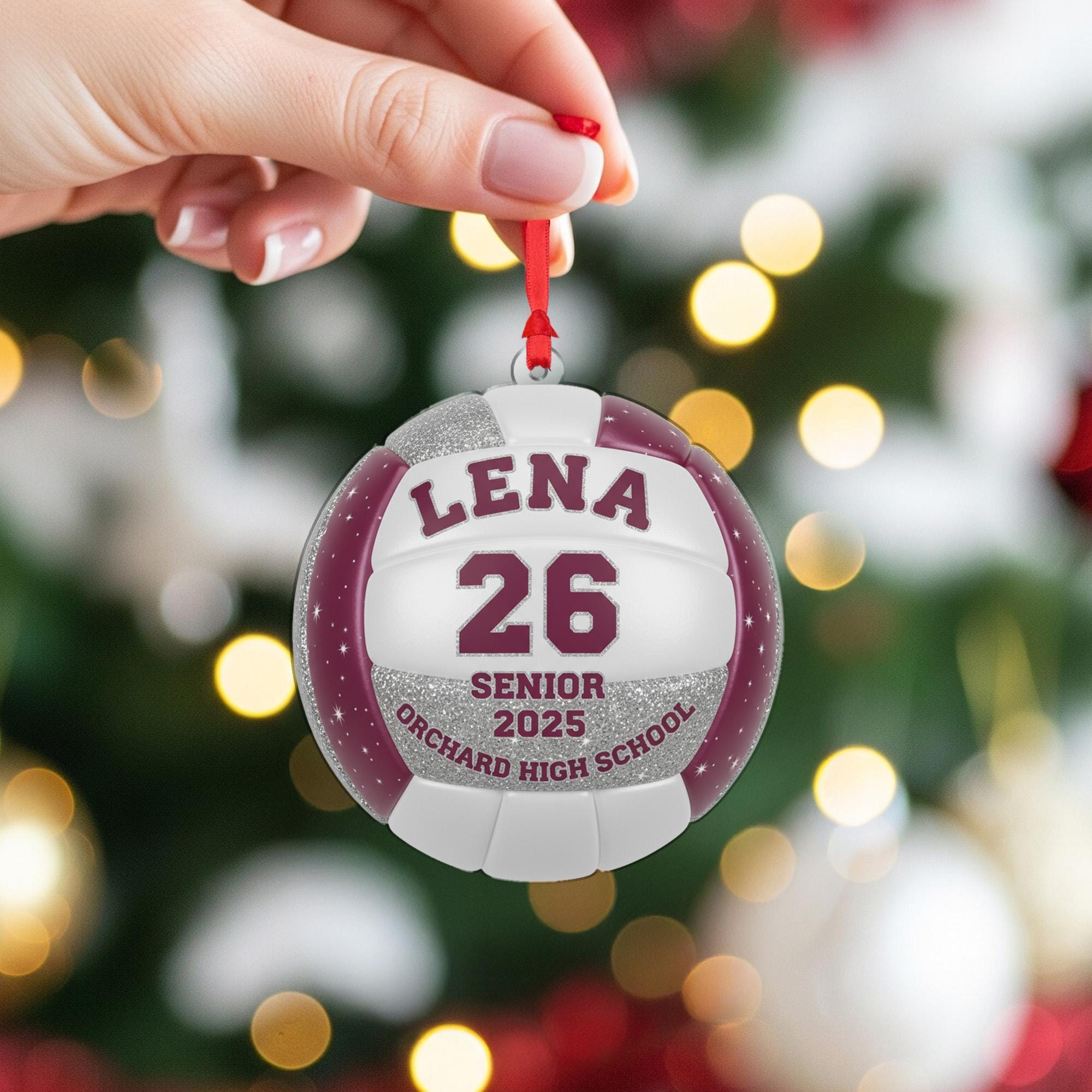 Personalized Acrylic Volleyball Ornament: Senior 2025 Team Keepsake with Custom Name, Number, and School image 5