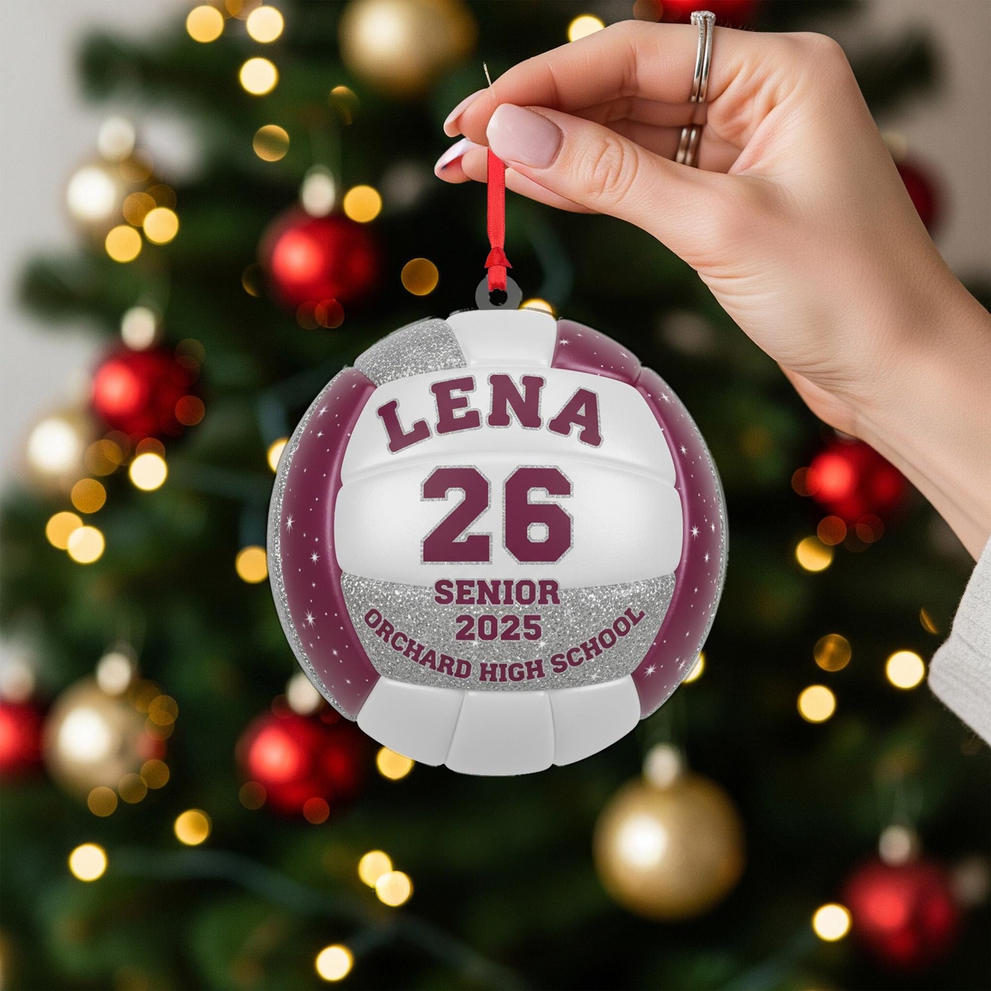 Personalized Acrylic Volleyball Ornament: Senior 2025 Team Keepsake with Custom Name, Number, and School image 7