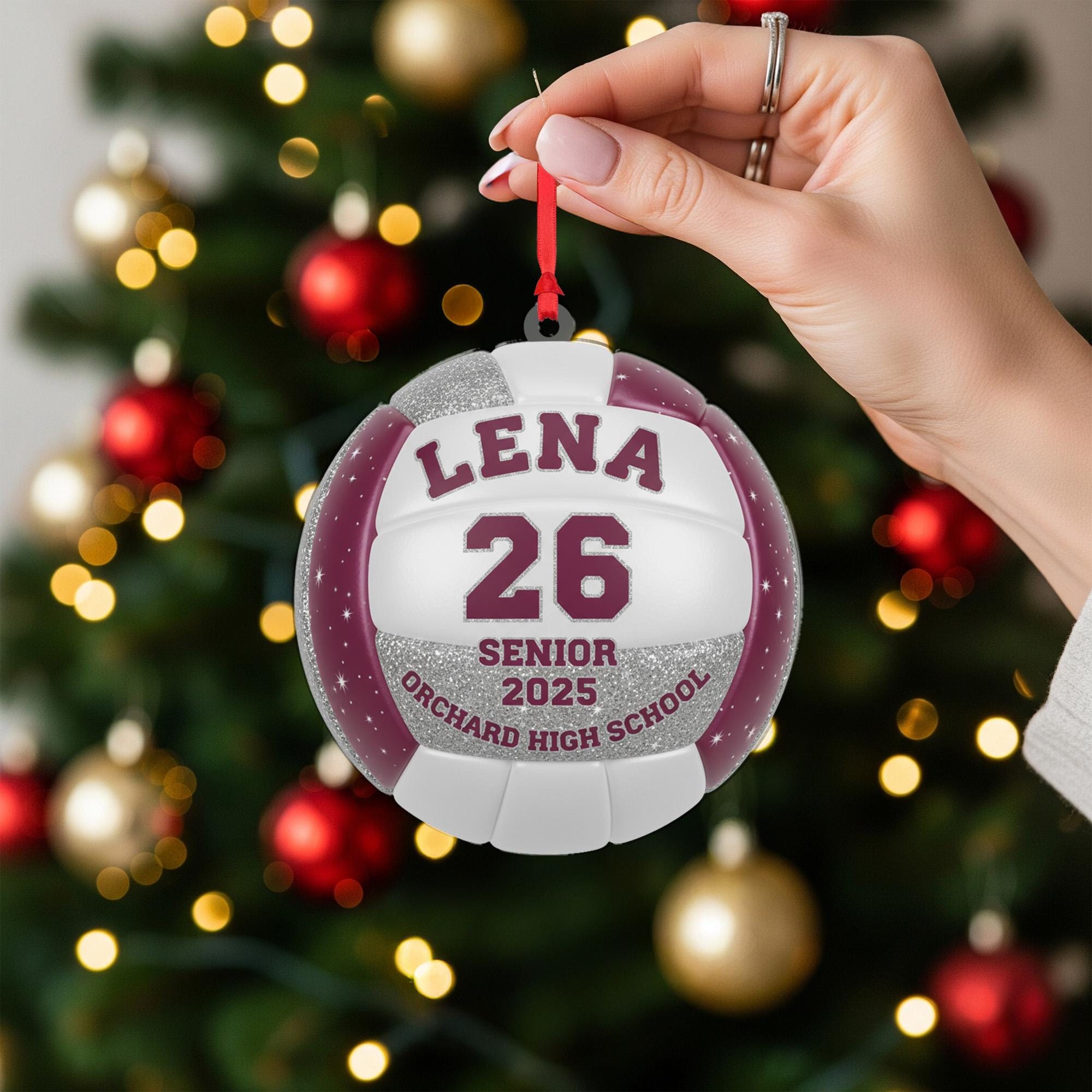 Personalized Acrylic Volleyball Ornament: Senior 2025 Team Keepsake with Custom Name, Number, and School image 7