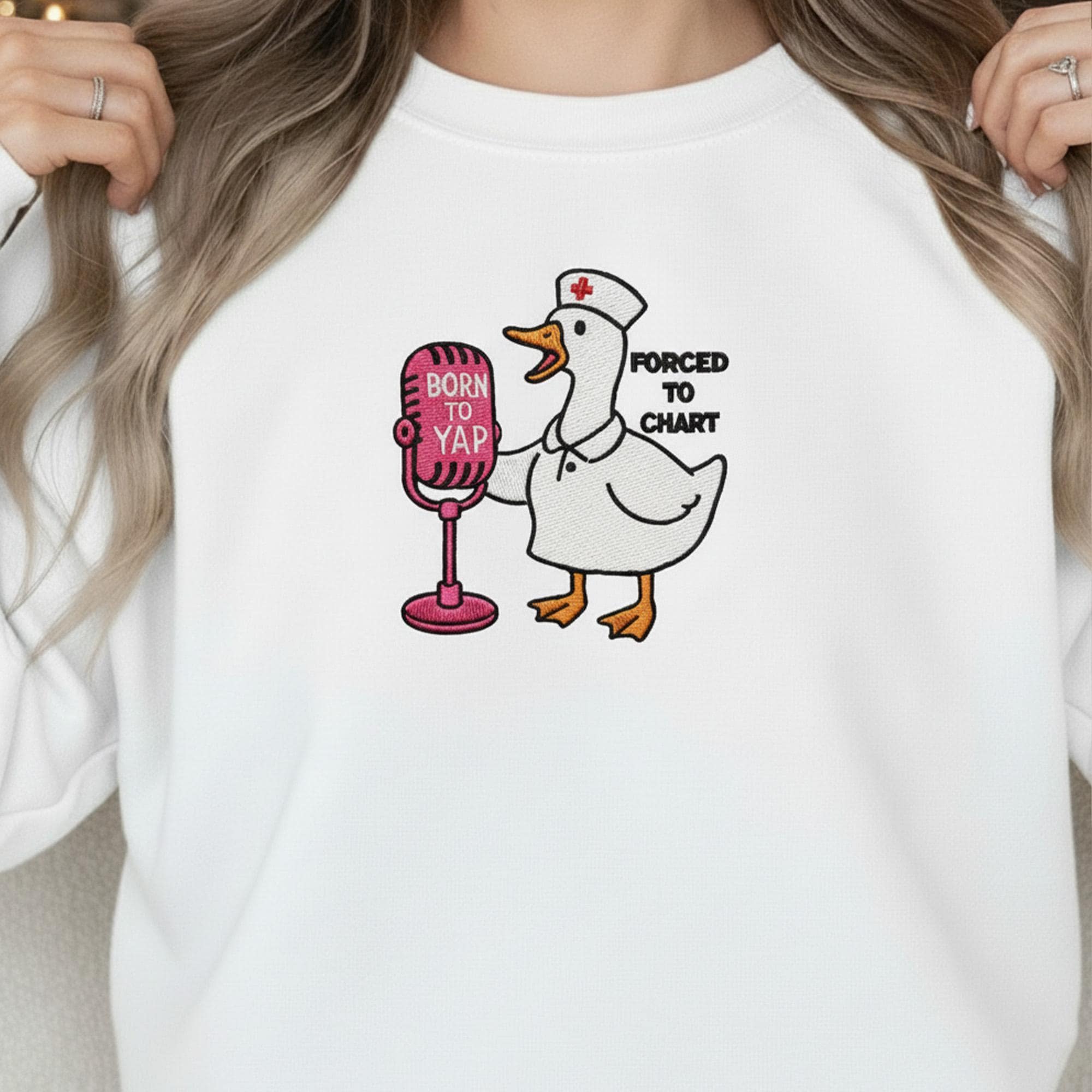 Embroidered Nurse Sweatshirt: Funny Goose Meme, Medical Humor Apparel image 2
