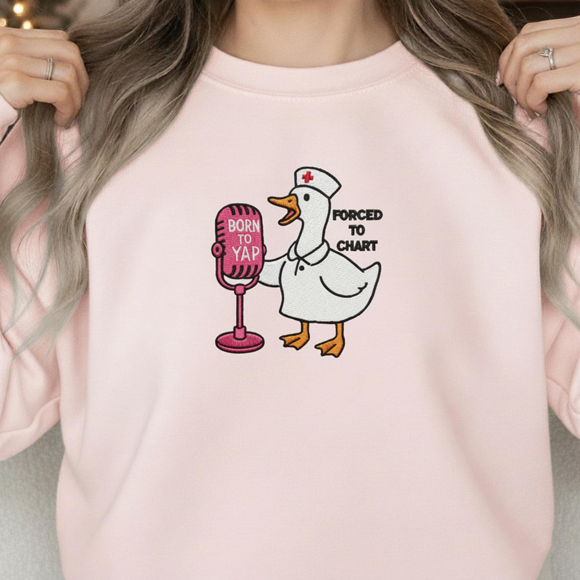 Embroidered Nurse Sweatshirt: Funny Goose Meme, Medical Humor Apparel image 1