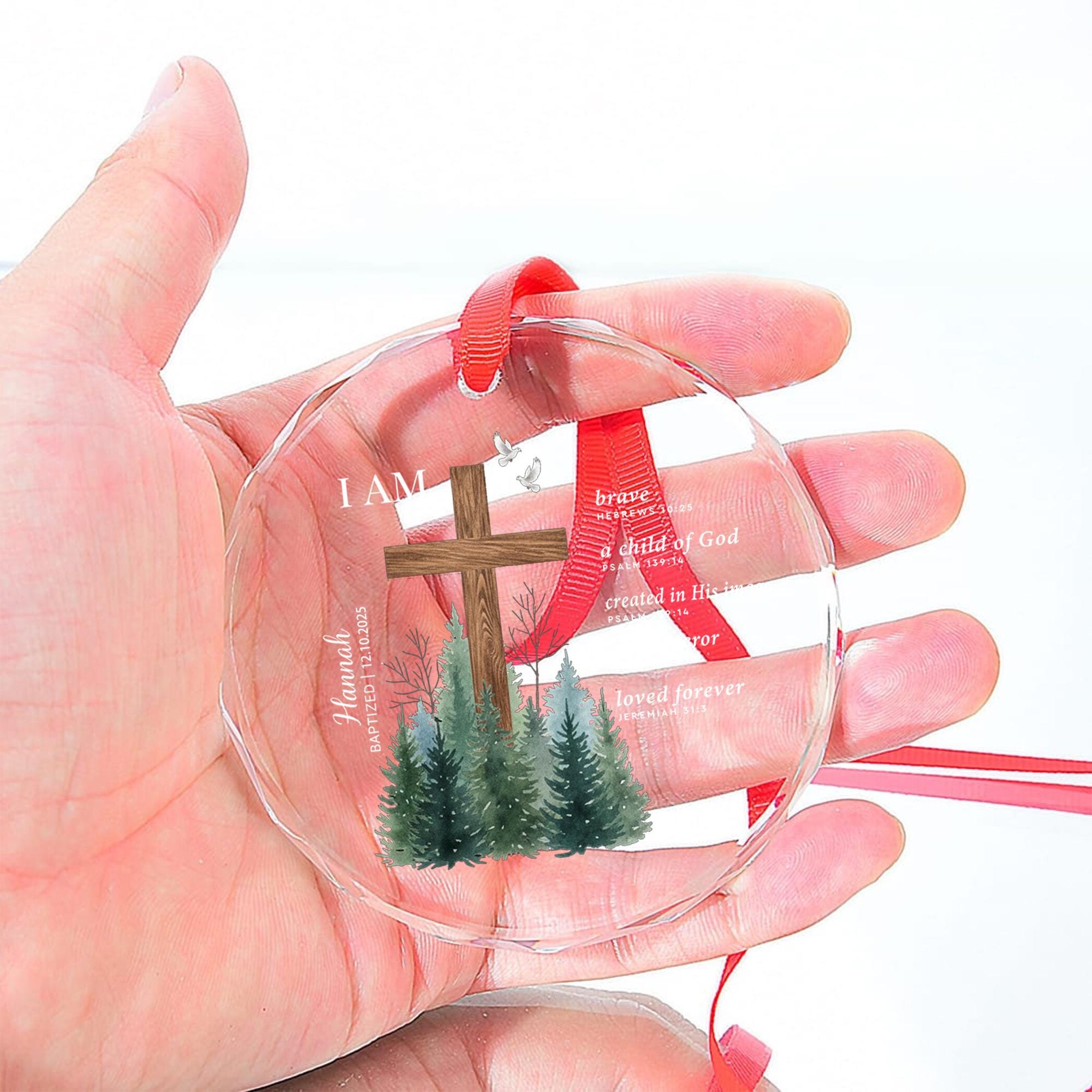 Custom Baptism Glass Ornament - Personalized Christian Gift, First Holy Communion image 6