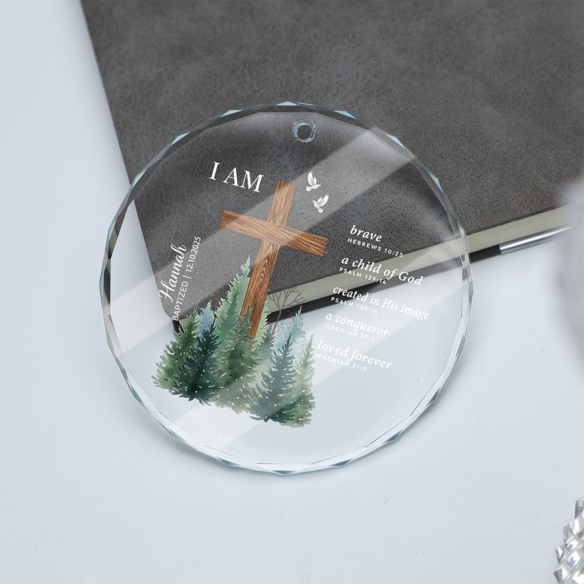 Custom Baptism Glass Ornament - Personalized Christian Gift, First Holy Communion image 3