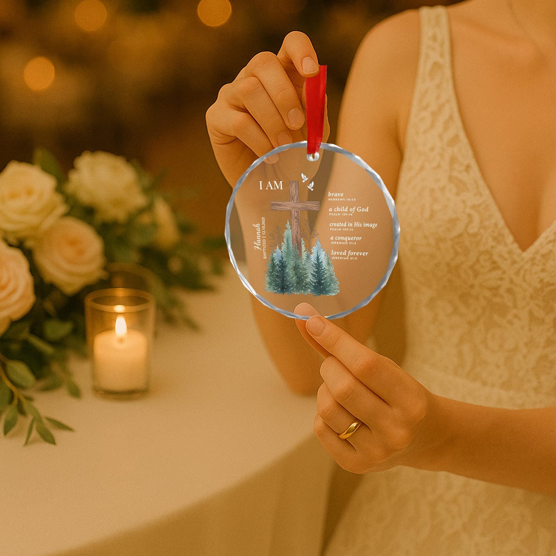 Custom Baptism Glass Ornament - Personalized Christian Gift, First Holy Communion image 9