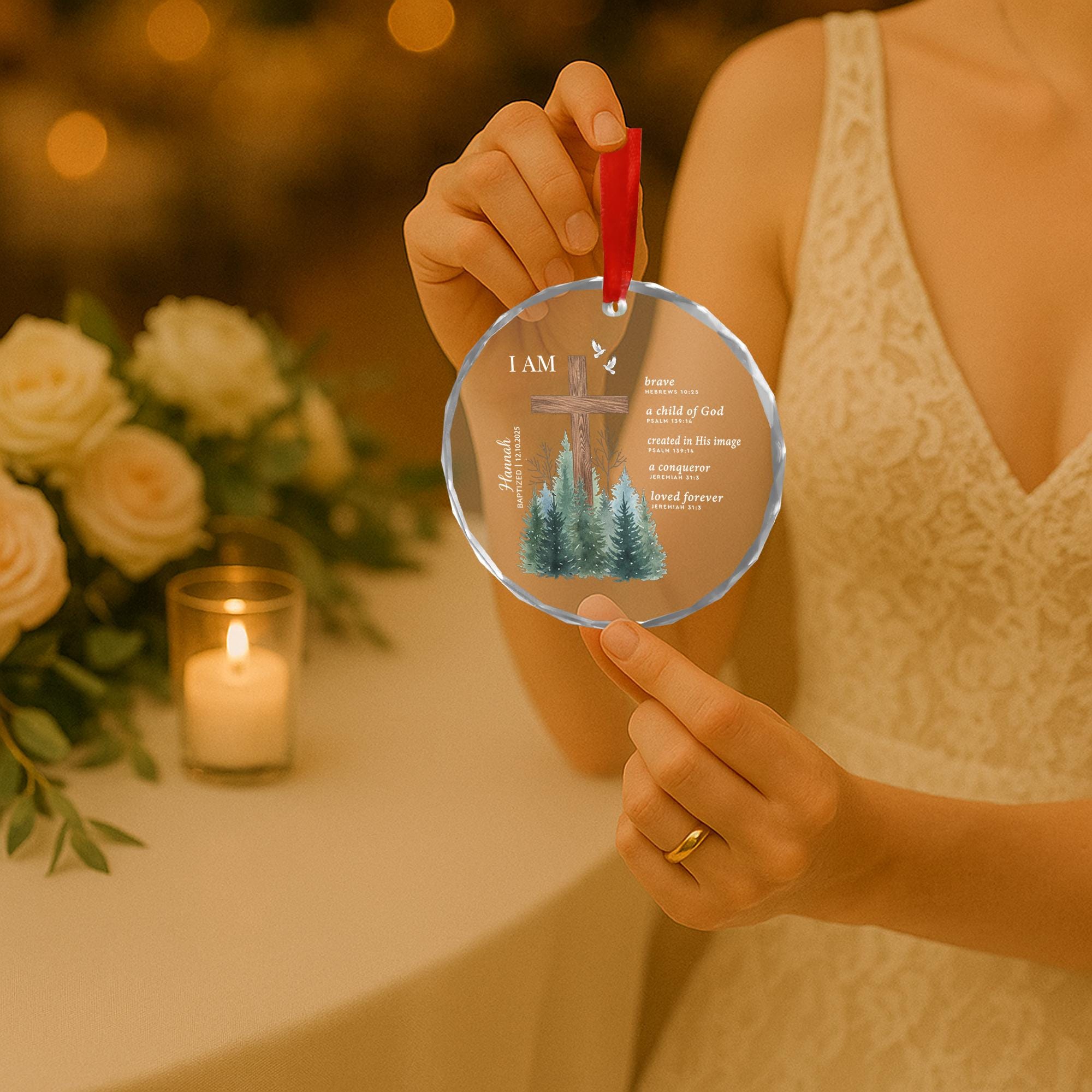 Custom Baptism Glass Ornament - Personalized Christian Gift, First Holy Communion image 9