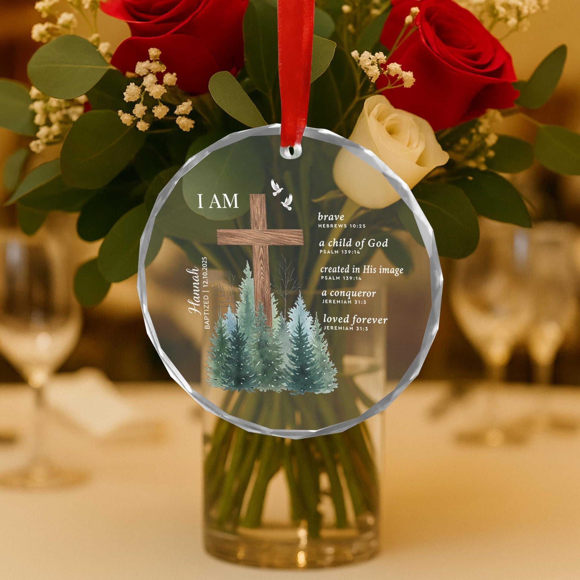 Custom Baptism Glass Ornament - Personalized Christian Gift, First Holy Communion image 4