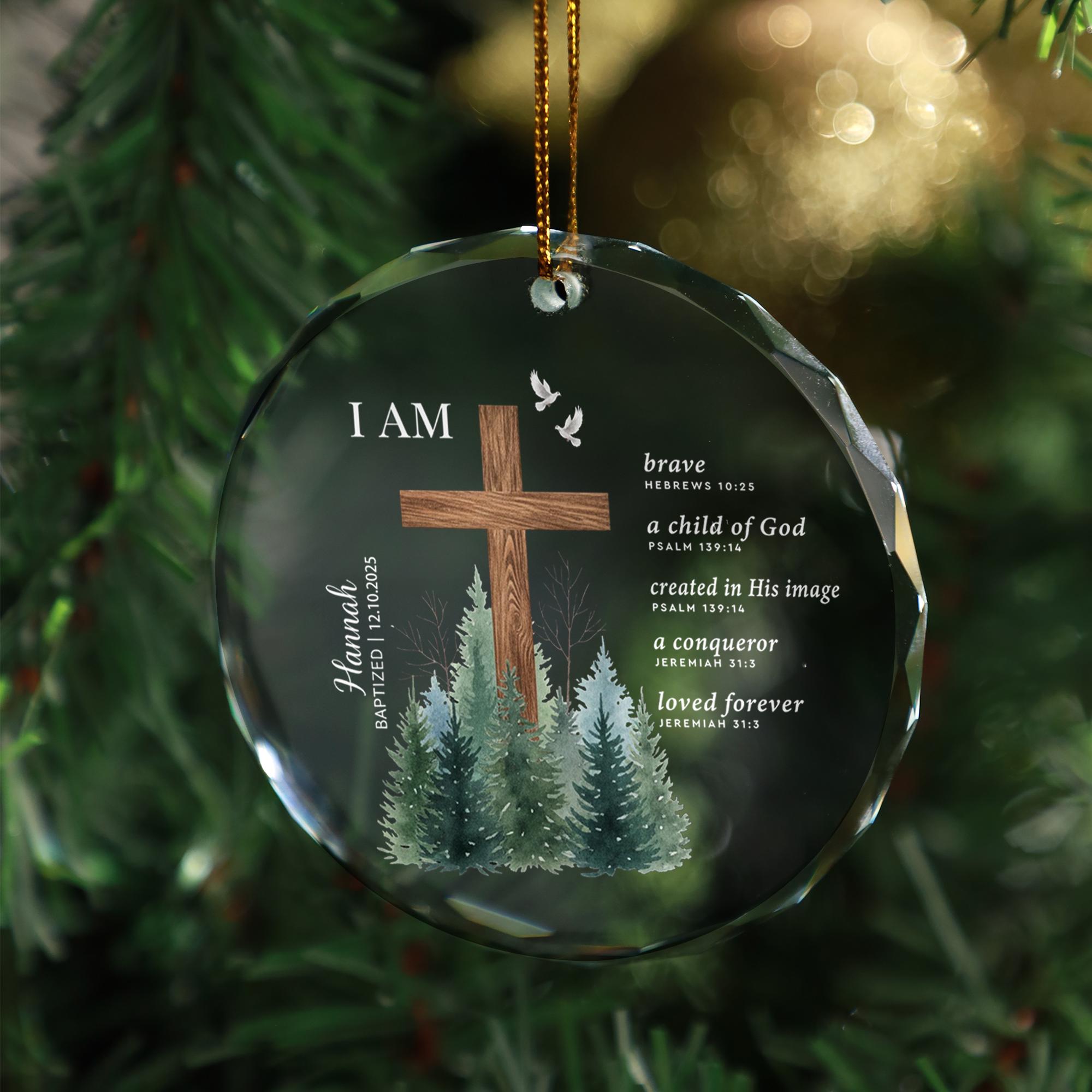 Custom Baptism Glass Ornament - Personalized Christian Gift, First Holy Communion image 1