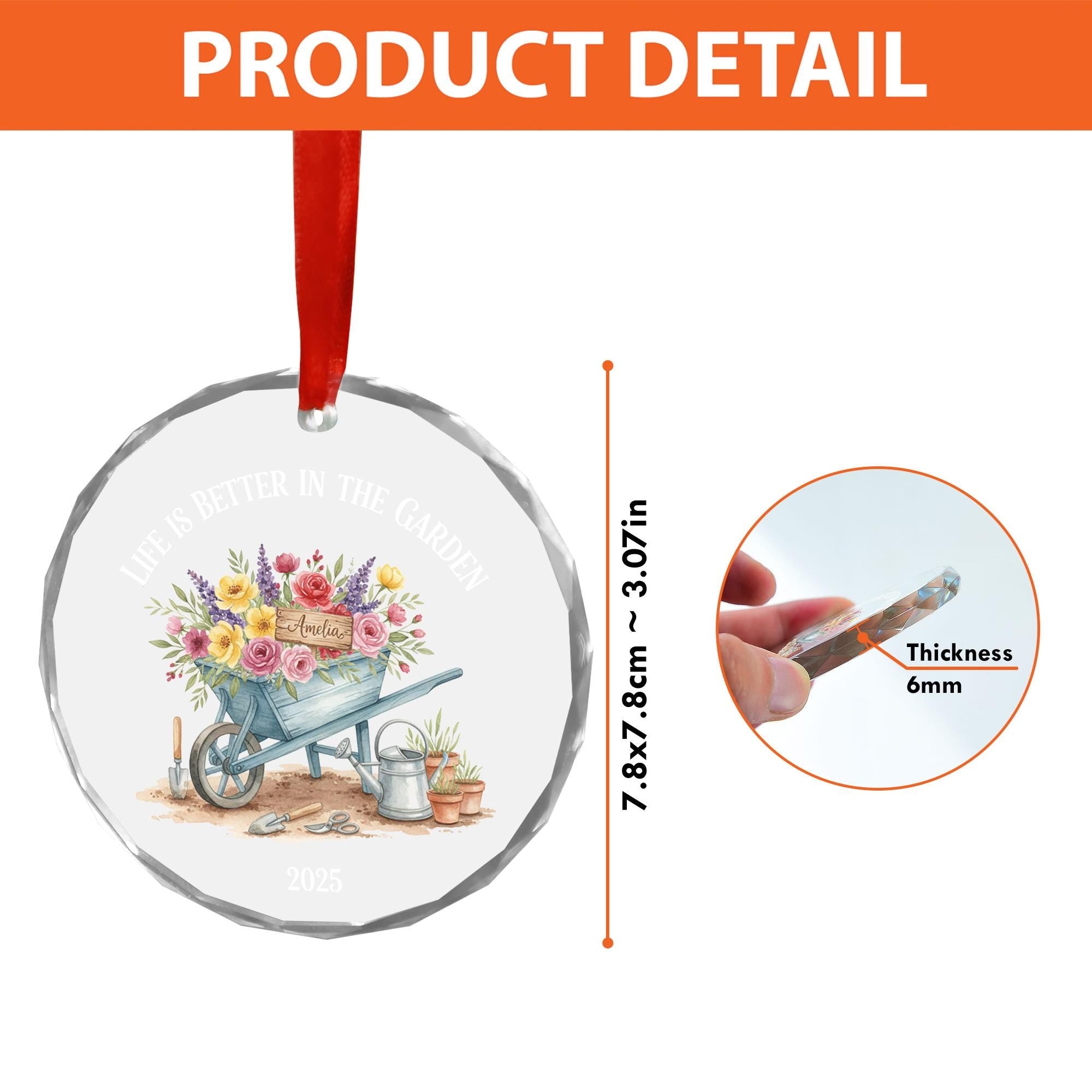 Garden Cart Floral Ornament – Personalised Wheelbarrow Flowers Glass Decoration 2025 image 5