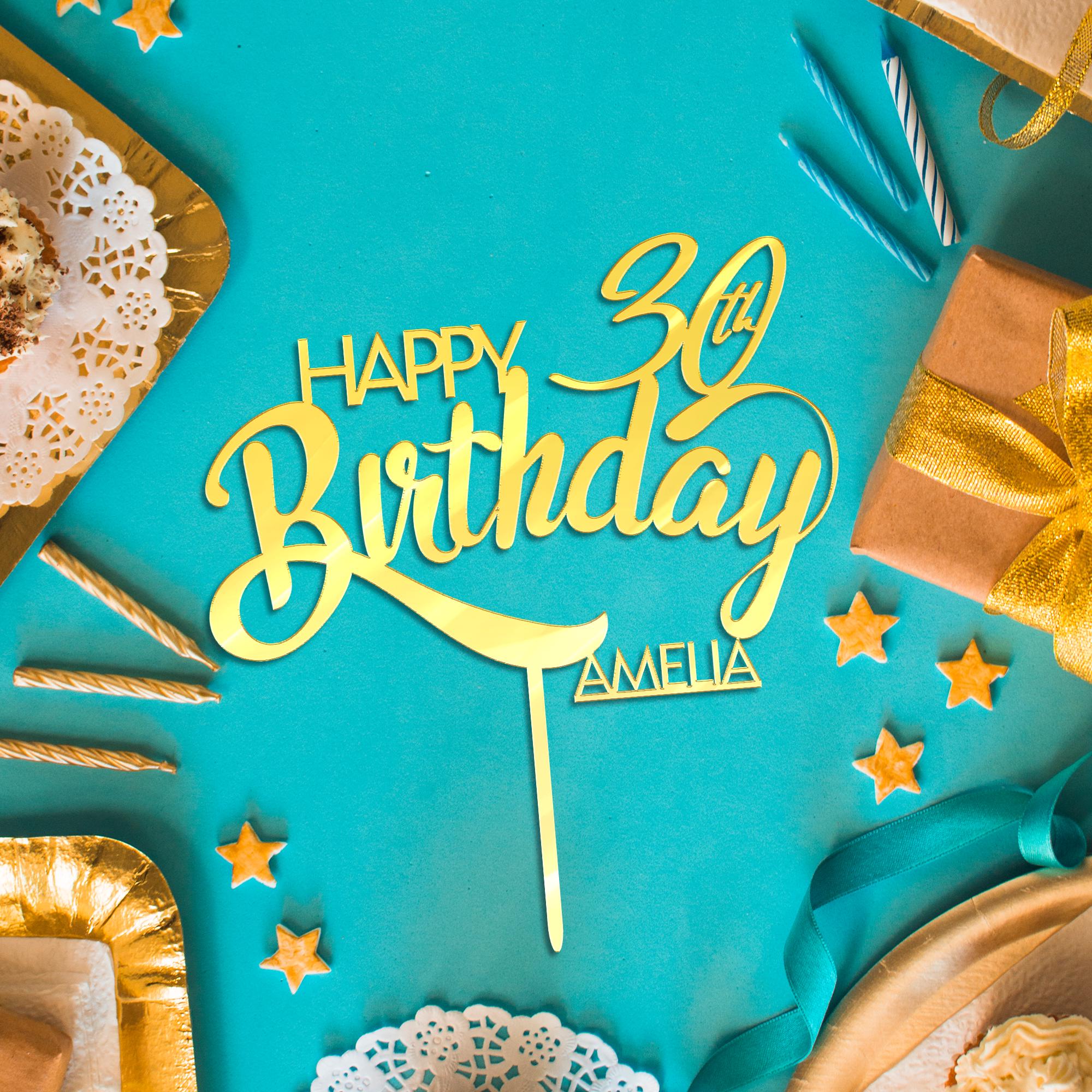 Custom Name Birthday Cake Topper – Personalized Mirror Acrylic Age Topper image 4