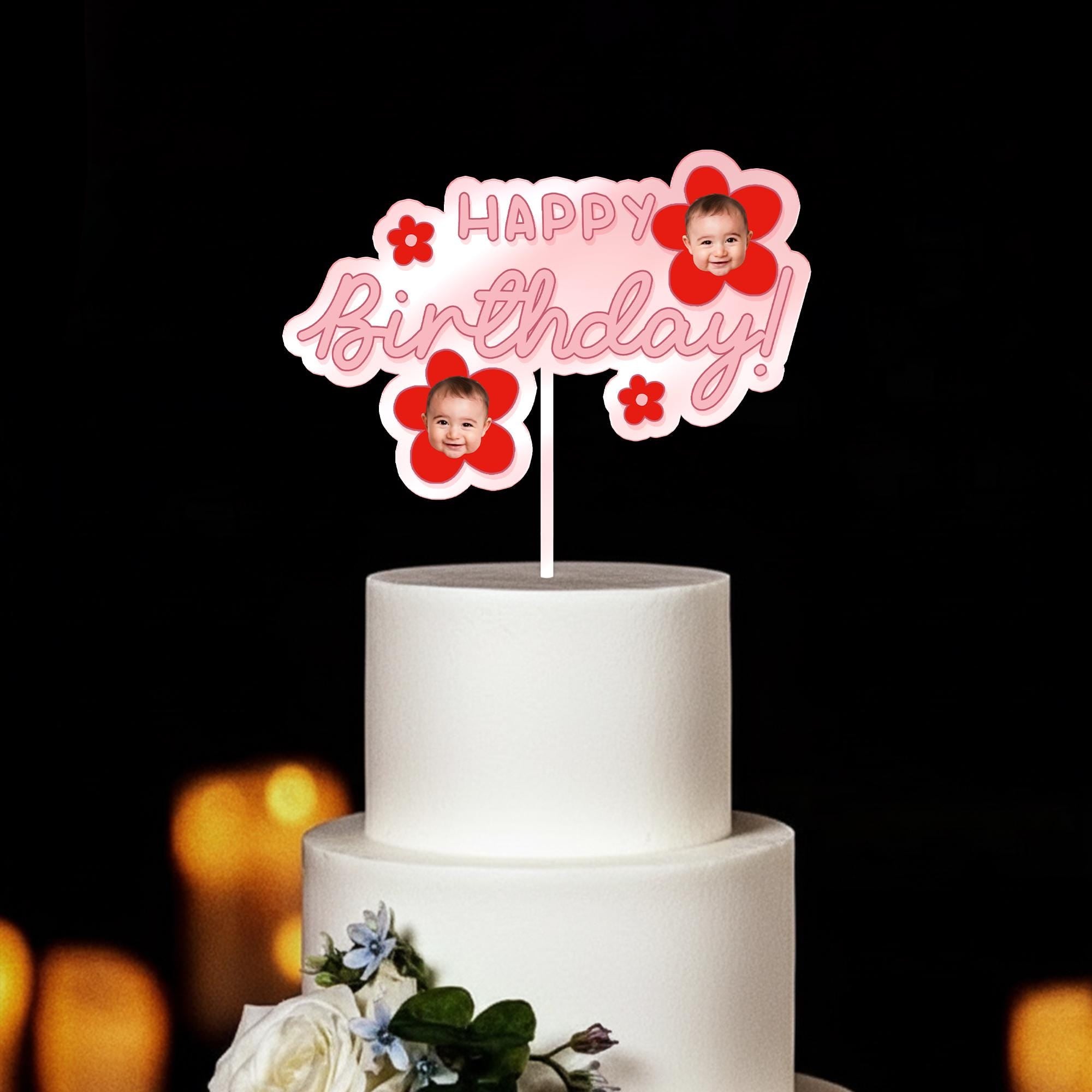 Custom Face Birthday Cake Topper – Personalized Photo Cake Decoration image 2