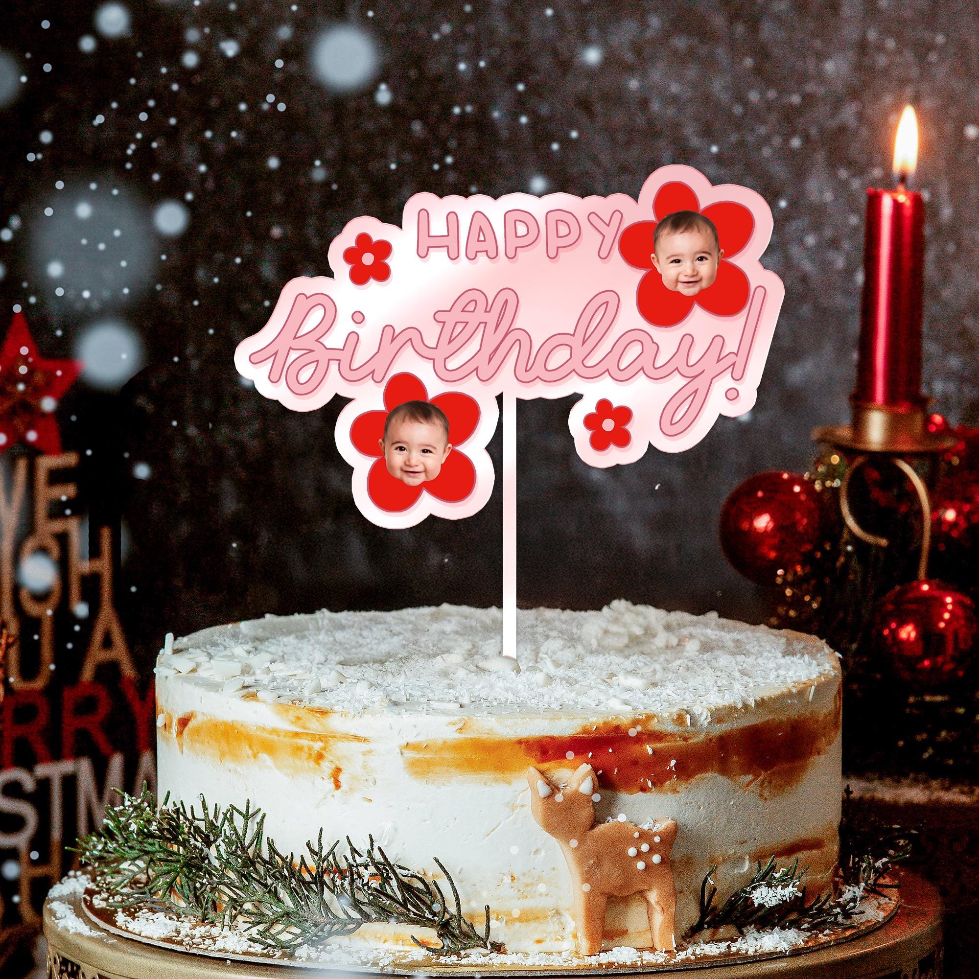 Custom Face Birthday Cake Topper – Personalized Photo Cake Decoration image 3