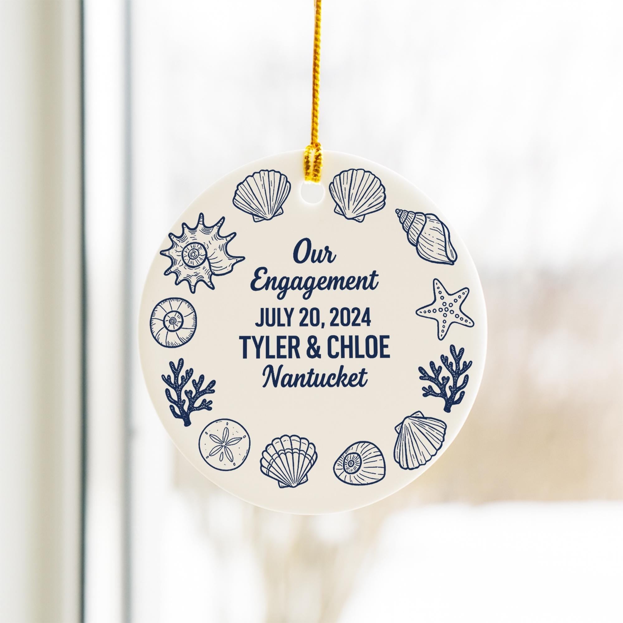 Sea Shell Engagement Ornament - Personalized Date Names image 3