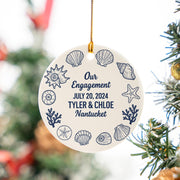 Sea Shell Engagement Ornament - Personalized Date Names image 1