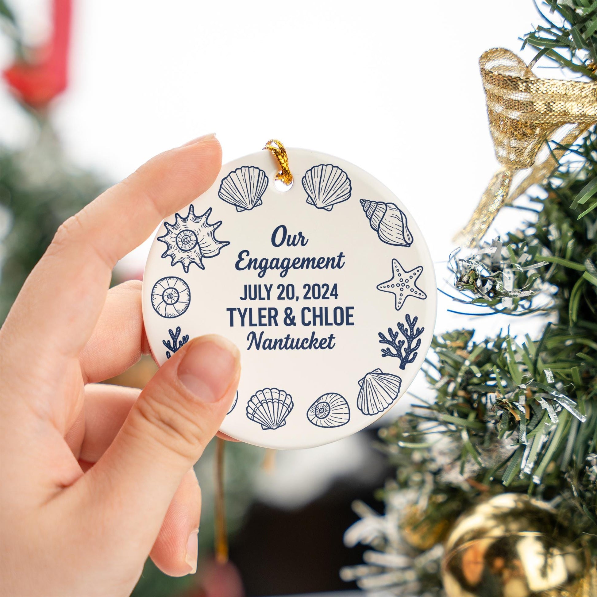 Sea Shell Engagement Ornament - Personalized Date Names image 2