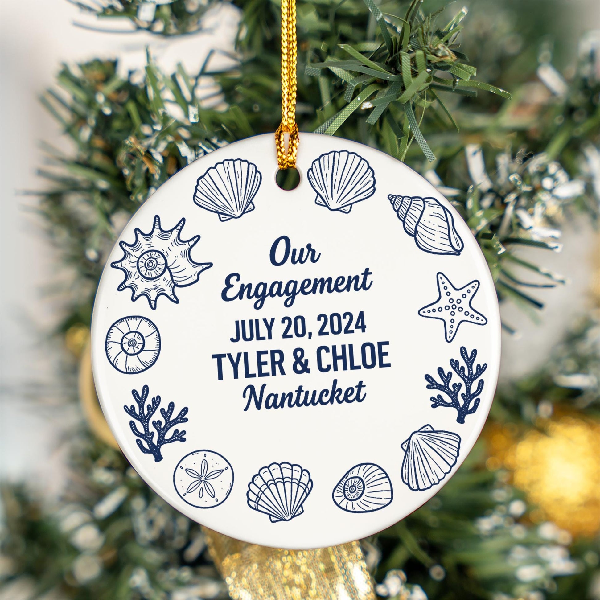 Sea Shell Engagement Ornament - Personalized Date Names image 6