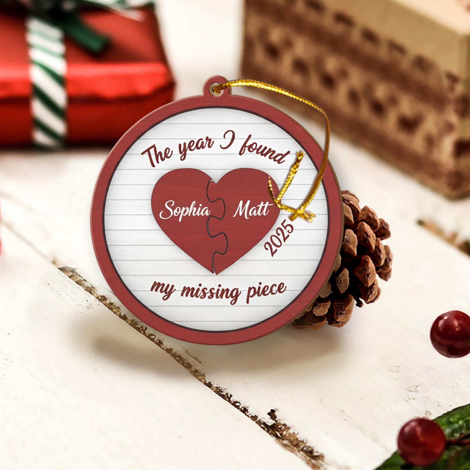 Personalised Round Ornament “2025 – The Year I Found My Missing Piece” Puzzle Heart image 2