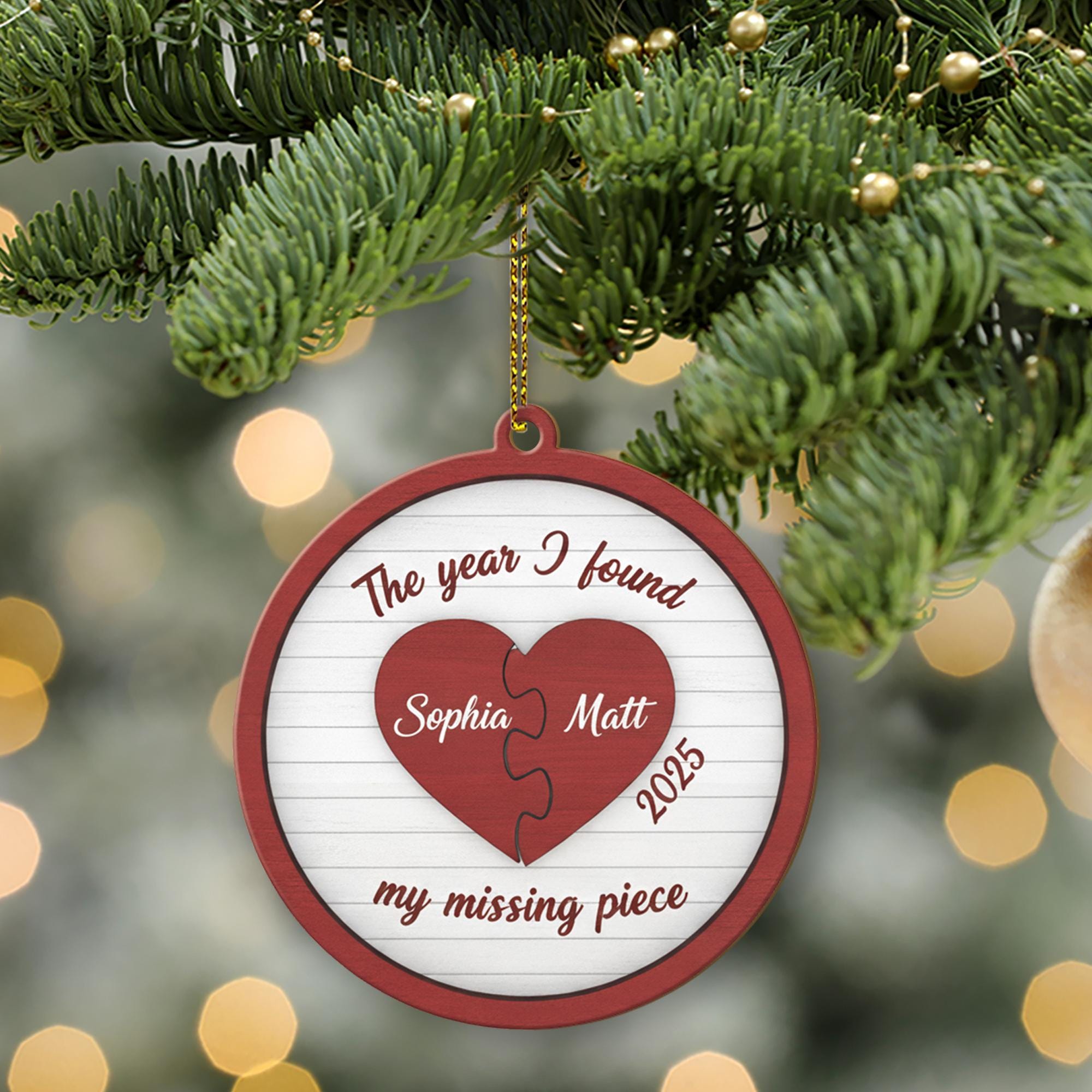 Personalised Round Ornament “2025 – The Year I Found My Missing Piece” Puzzle Heart image 3