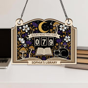 Custom Library Reading Counter Plaque: Wood Flip Counter for Books Read This Year image 1