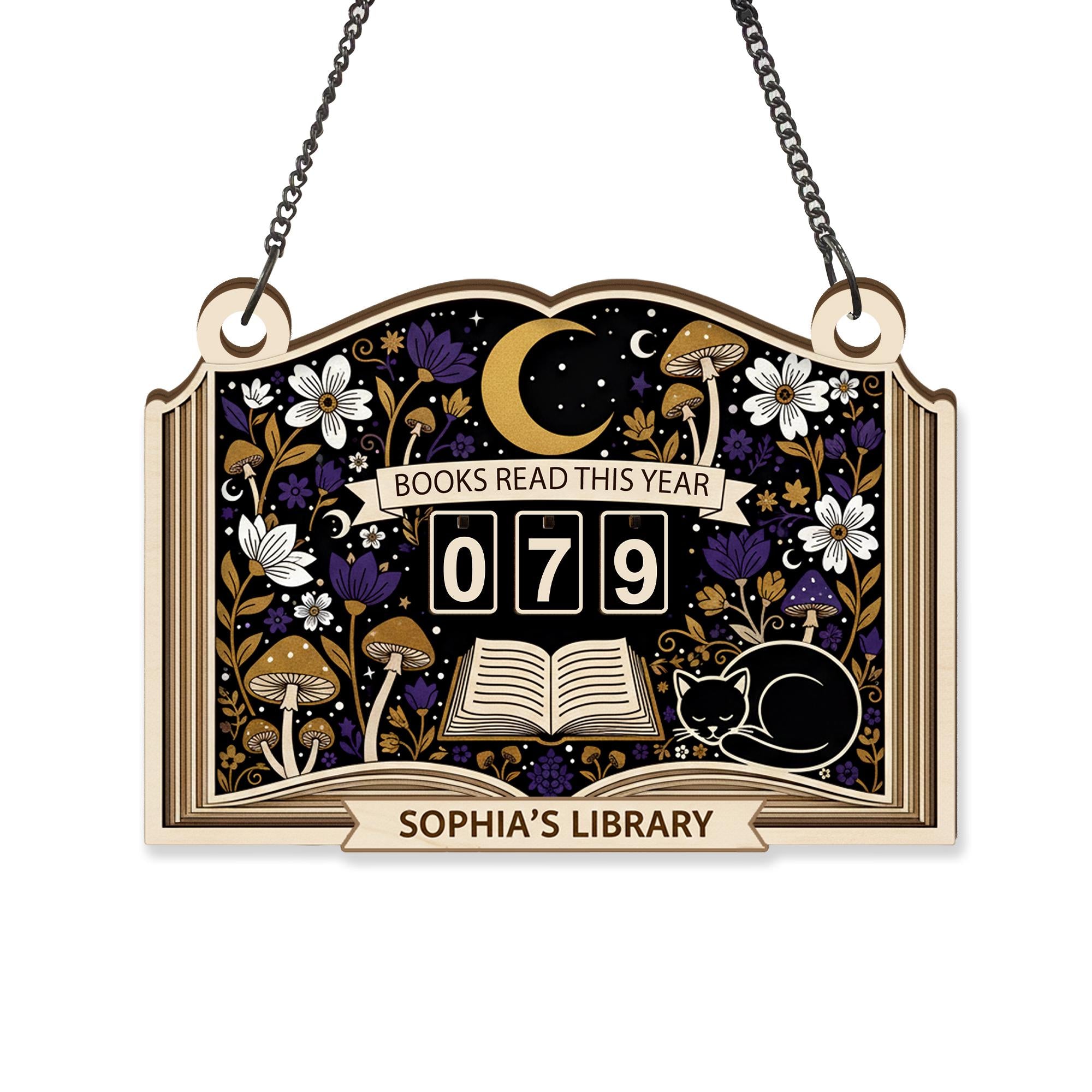 Custom Library Reading Counter Plaque: Wood Flip Counter for Books Read This Year image 8
