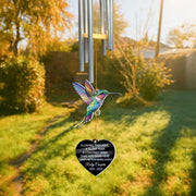 Personalized Memorial Wind Chime with Hummingbird: Outdoor Remembrance Decor image 1