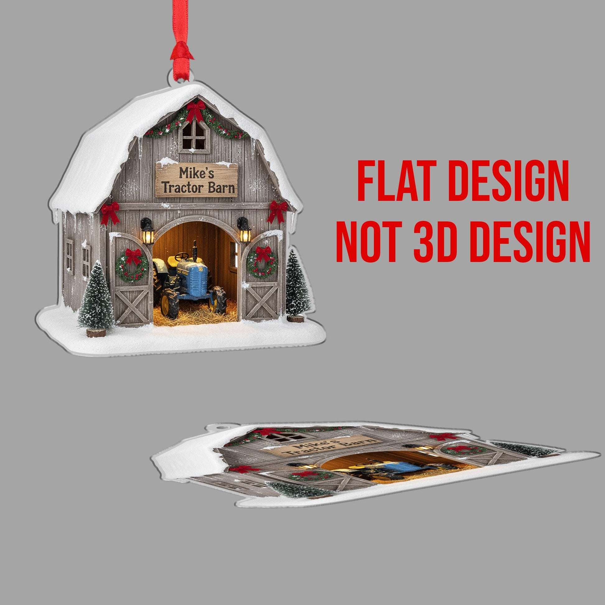 Custom Tractor Barn Christmas Ornament: Personalized Keepsake image 3