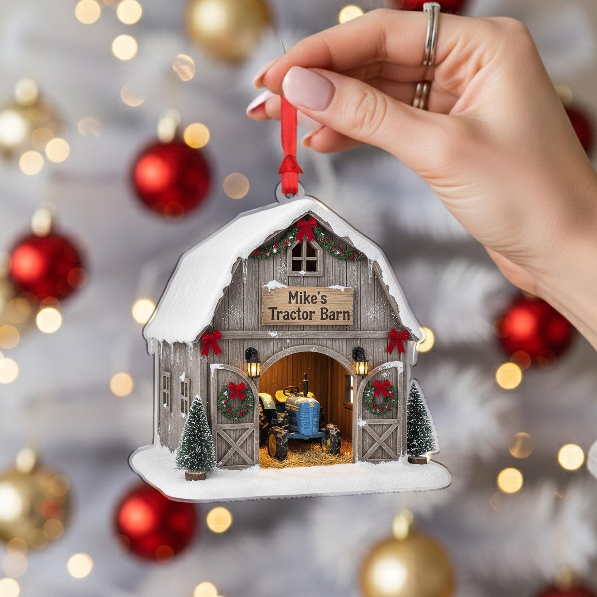 Custom Tractor Barn Christmas Ornament: Personalized Keepsake image 6