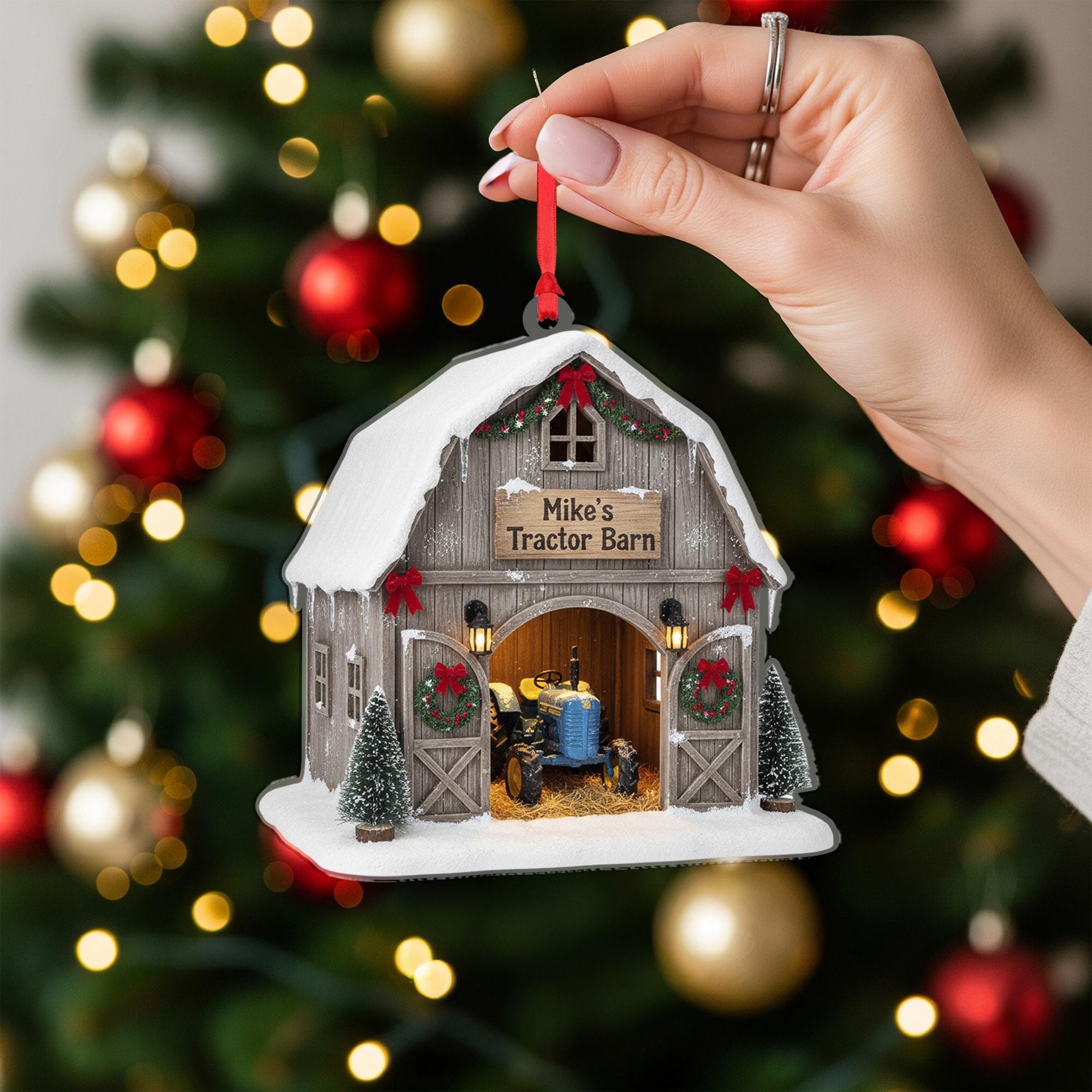 Custom Tractor Barn Christmas Ornament: Personalized Keepsake image 7