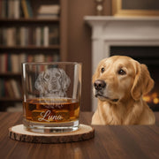 Custom Pet Portrait Engraved Whiskey Glass with Dog or Cat image 1