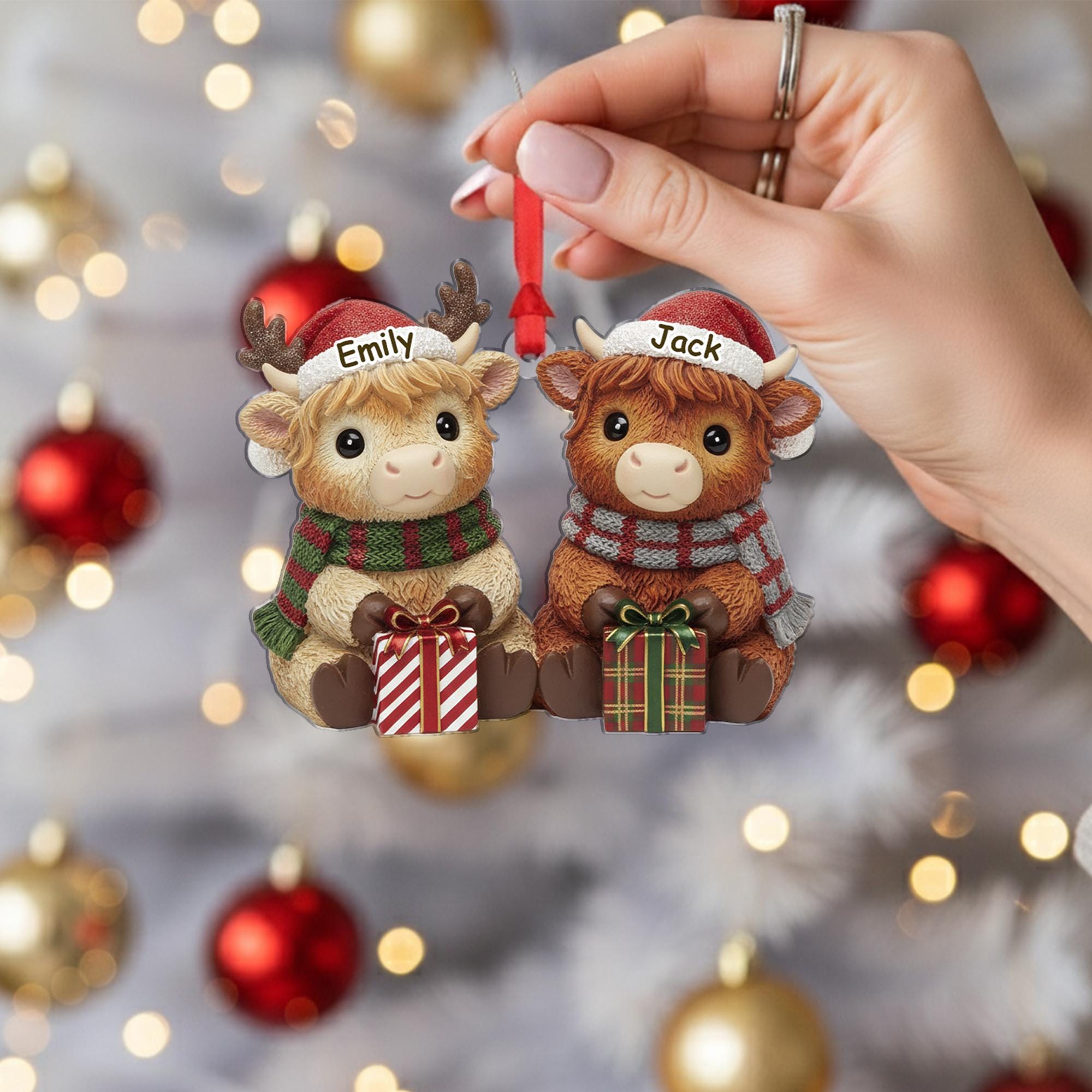 Personalized Highland Cow Couple Ornament – Custom Name Holiday Keepsake image 5
