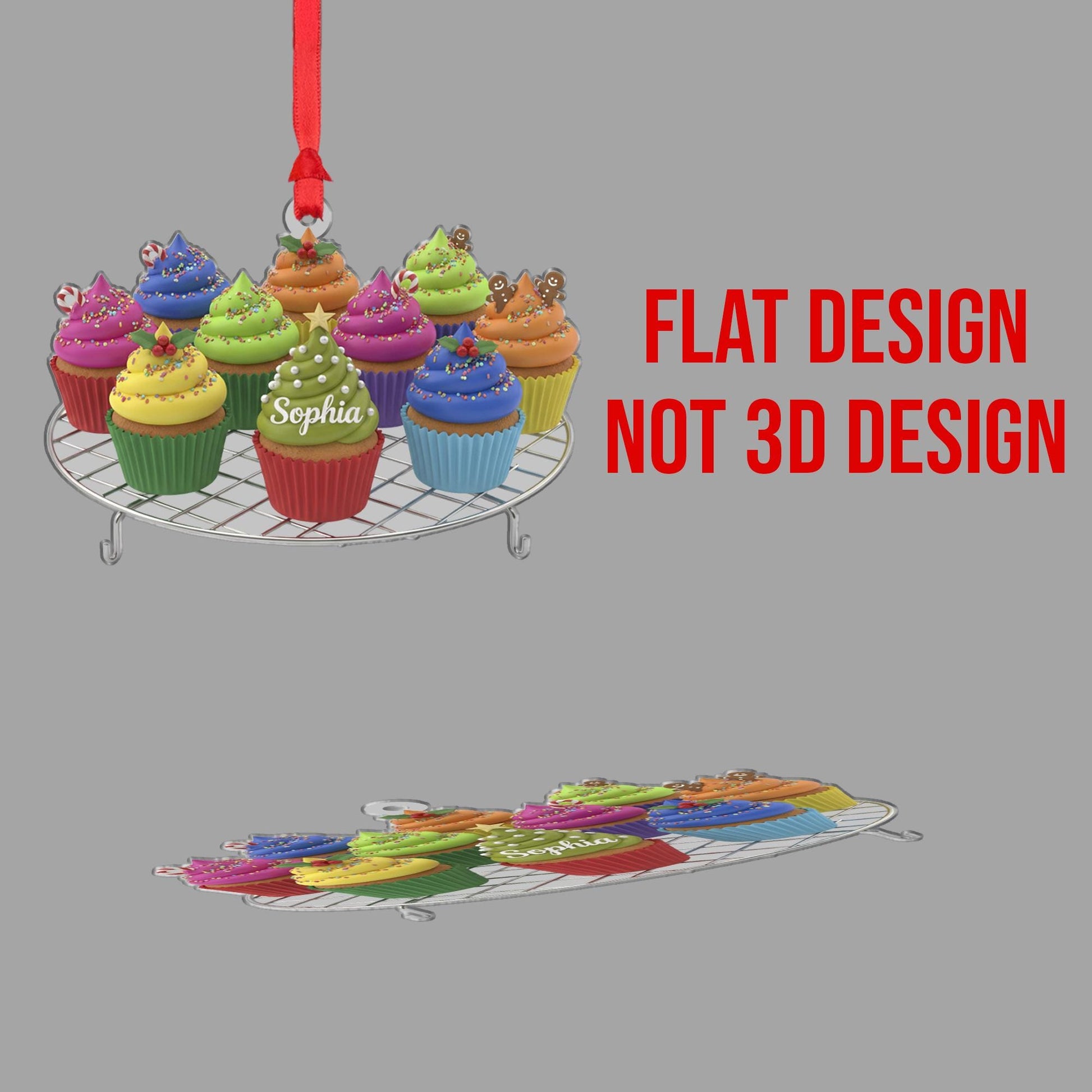 Personalized Cupcake Ornament: Custom Family Names, Baking Theme, Cooling Rack image 5