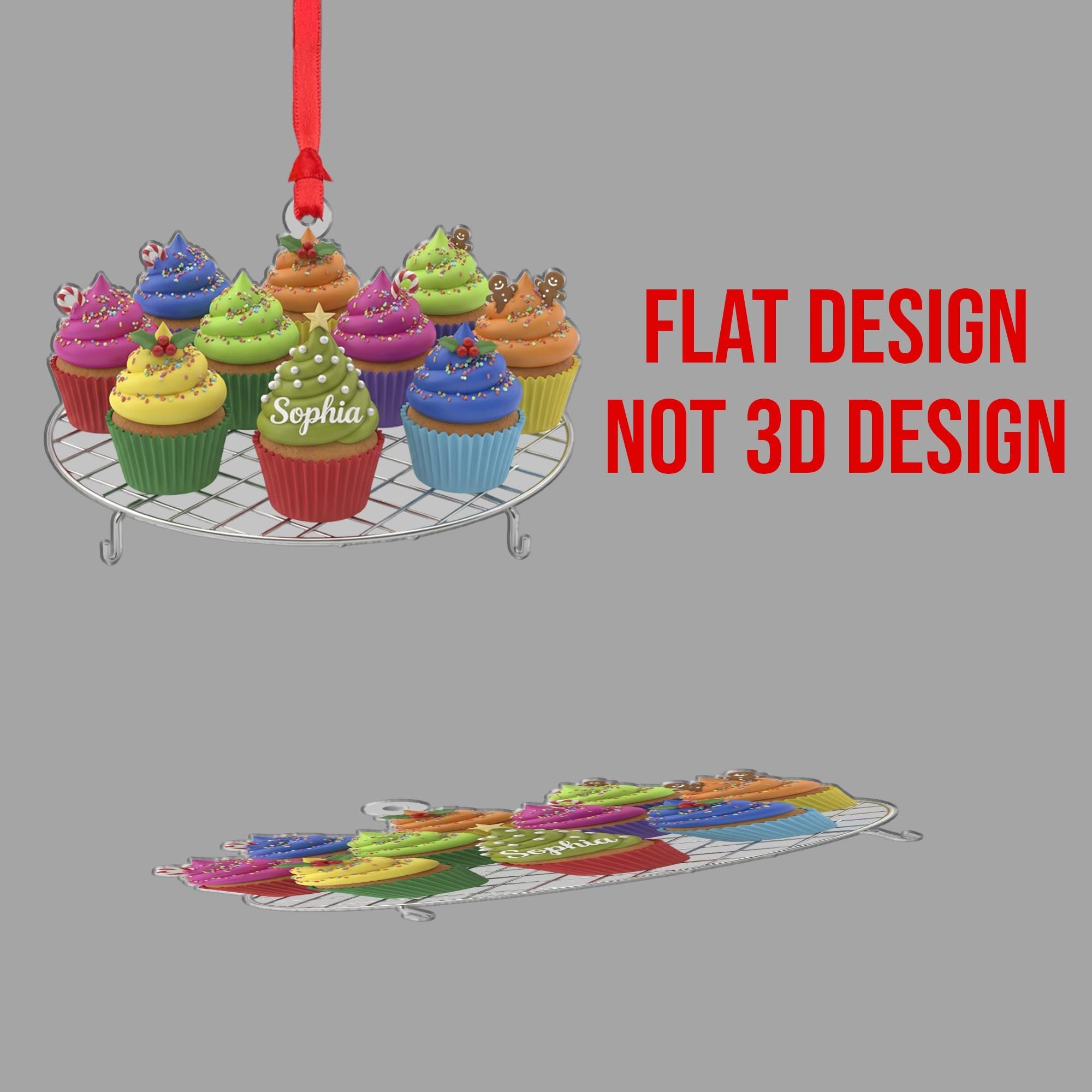 Personalized Cupcake Ornament: Custom Family Names, Baking Theme, Cooling Rack image 5