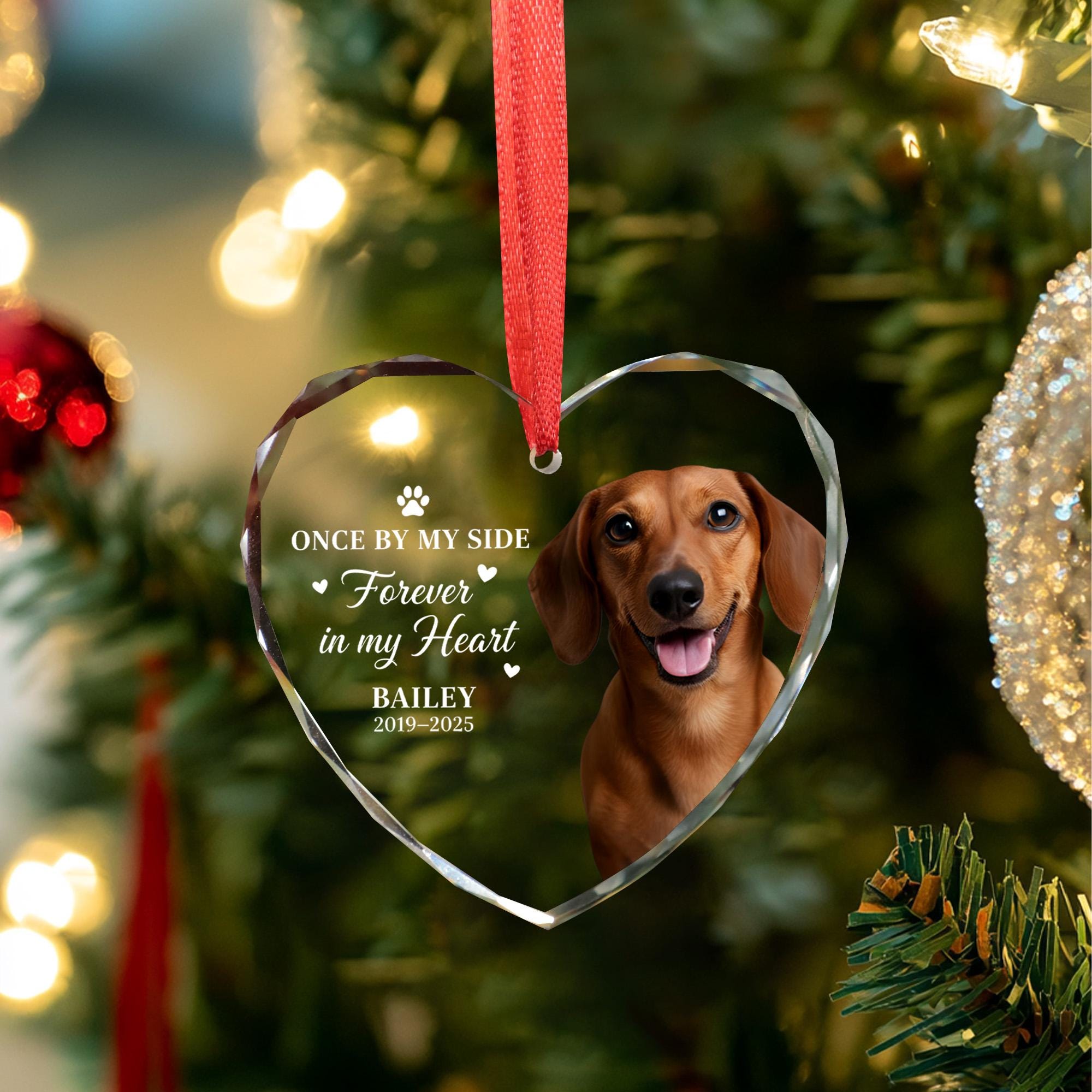 Personalized Pet Memorial Ornament - Pet Loss Gift, Custom Dog Glass Keepsake image 1